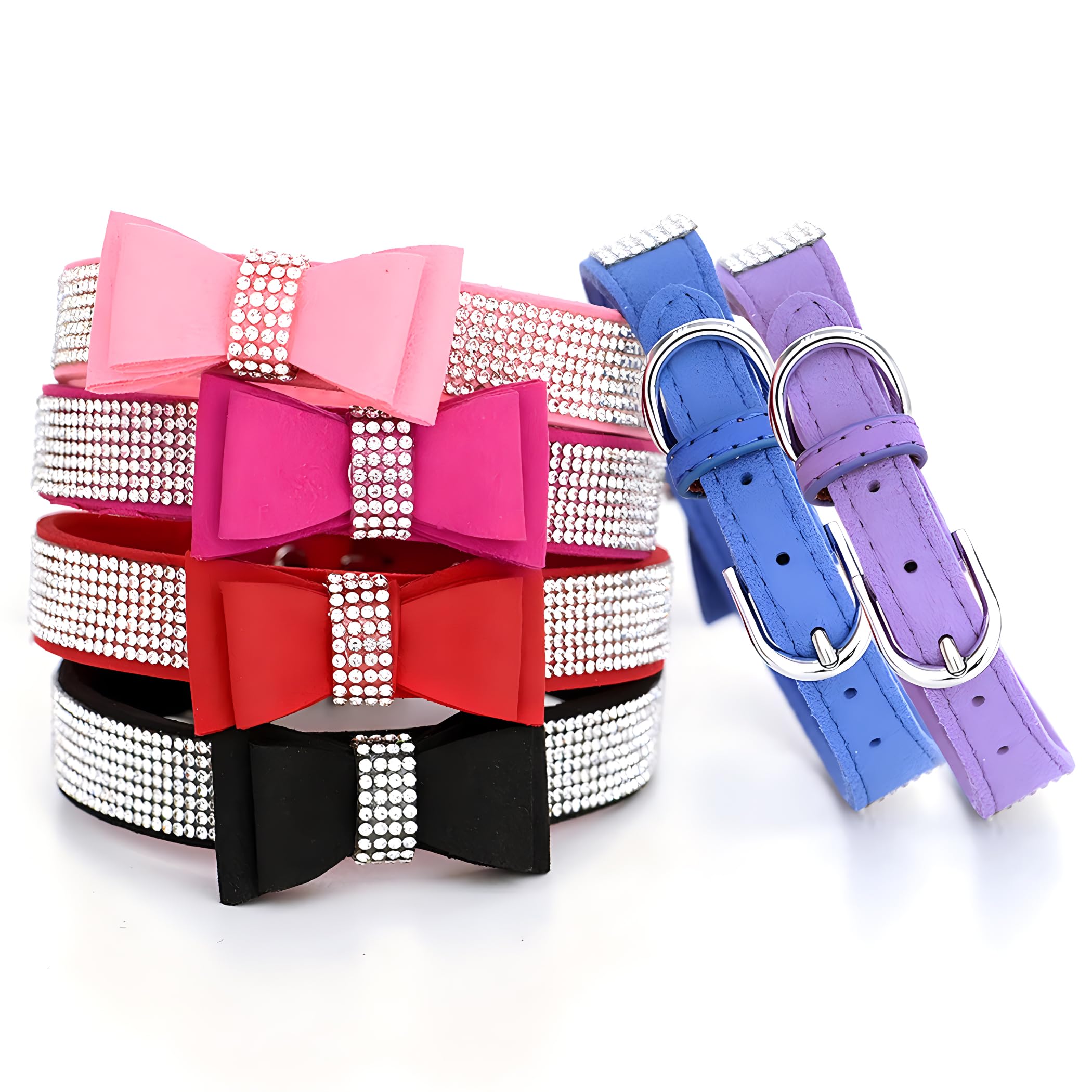Bling Small Dog Collars For Female Dogs, Christmas Rhinestone Dog Collar With Bow Tie, Crystal Jeweled Girl'S Cat Collars Sparkl