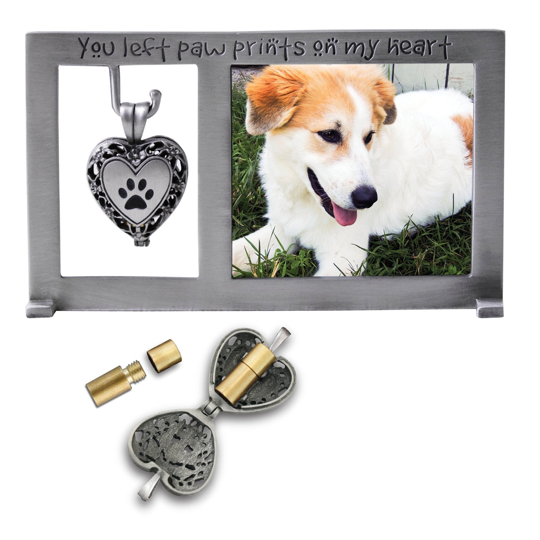 Cathedral Art Paw Prints On My Heart Pet Memorial Picture Frame, 2.25-Inch By 2.5-Inch Photo, Silver