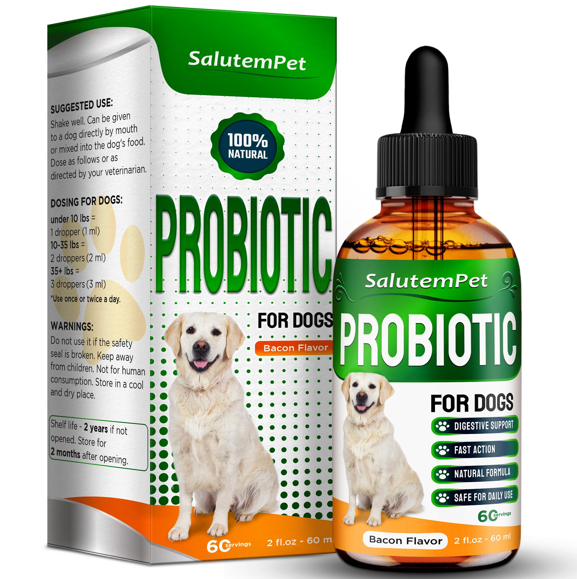 Probiotics for Dogs | Liquid Probiotics for Dogs and Puppies | Prebiotic & Digestive Enzymes | Gut Flora Support and Digestive C