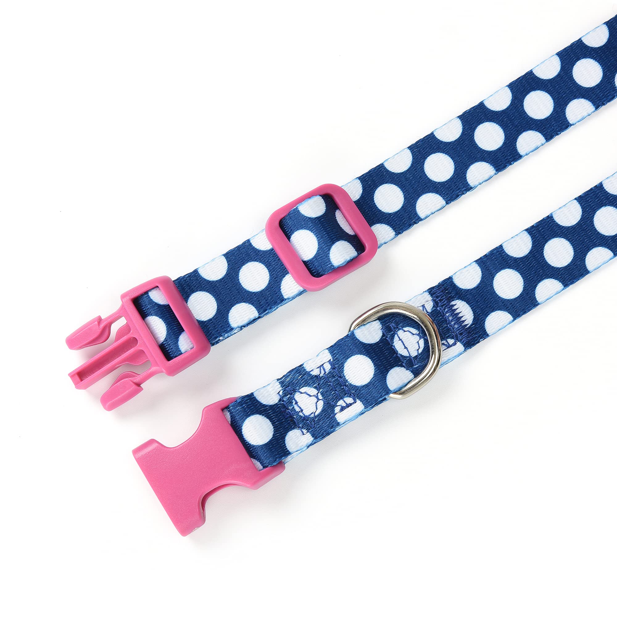 Mile High Life Dog Collar | Cute Puppy Collars | Lightweight Girl Dog Collar | Soft Boy Dog Collars | W Geometric Plaid Wave Line Pattern (Blue/White, Small)
