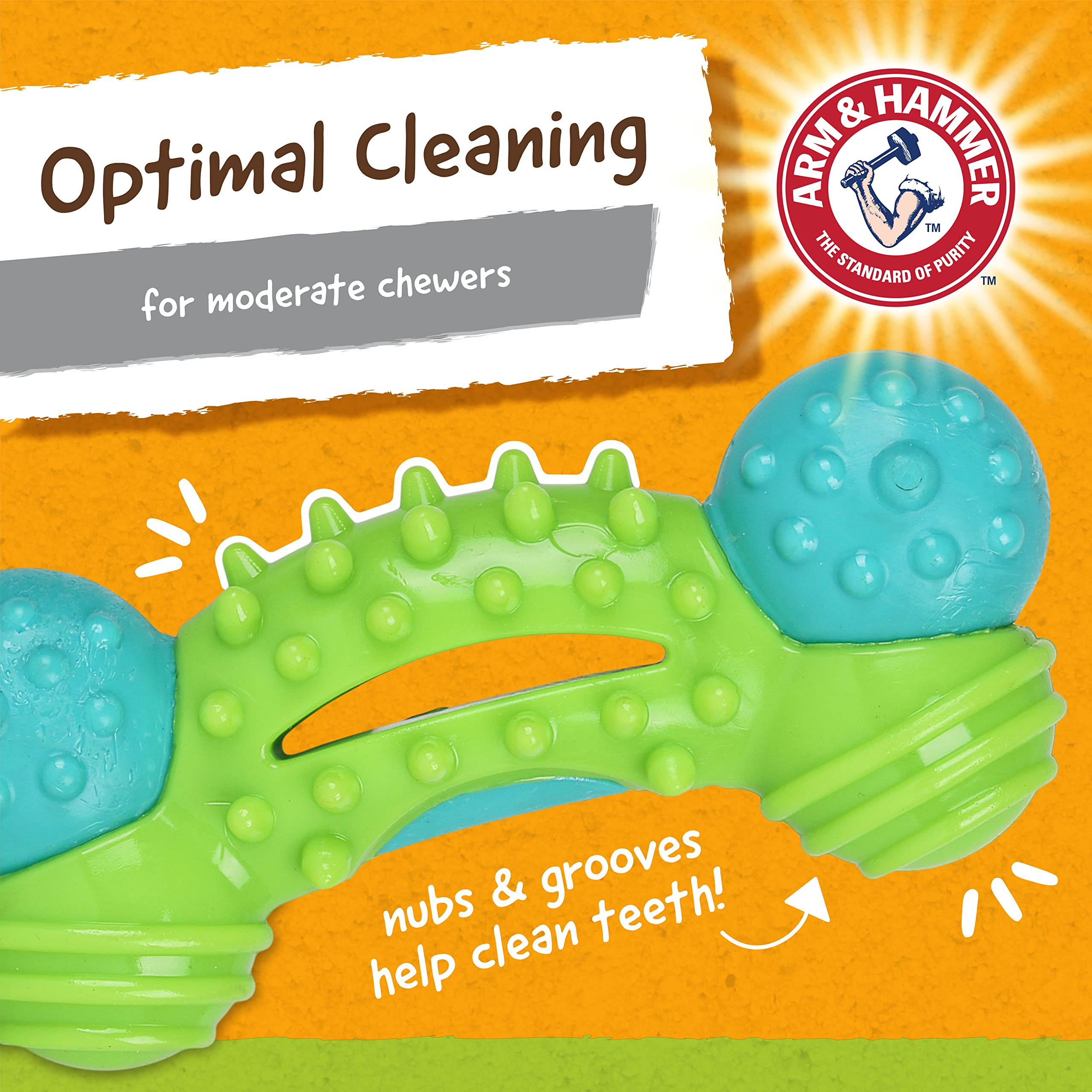 Arm & Hammer For Pets Nubbies Duality Bone Dental Dog Toy - Best Dog Chew Toy For Moderate Chewers - Helps Reduce Plaque & Tarta