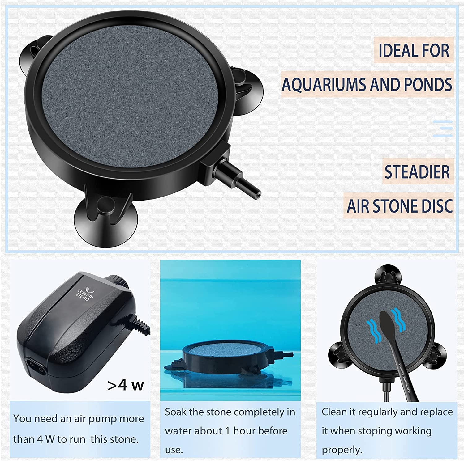 Pawfly Aquarium 4 Inch Air Stone Disc Bubble Diffuser Release Tool For Air Pumps Buckets Fish Tanks Ponds Dwc Reservoirs And Cir