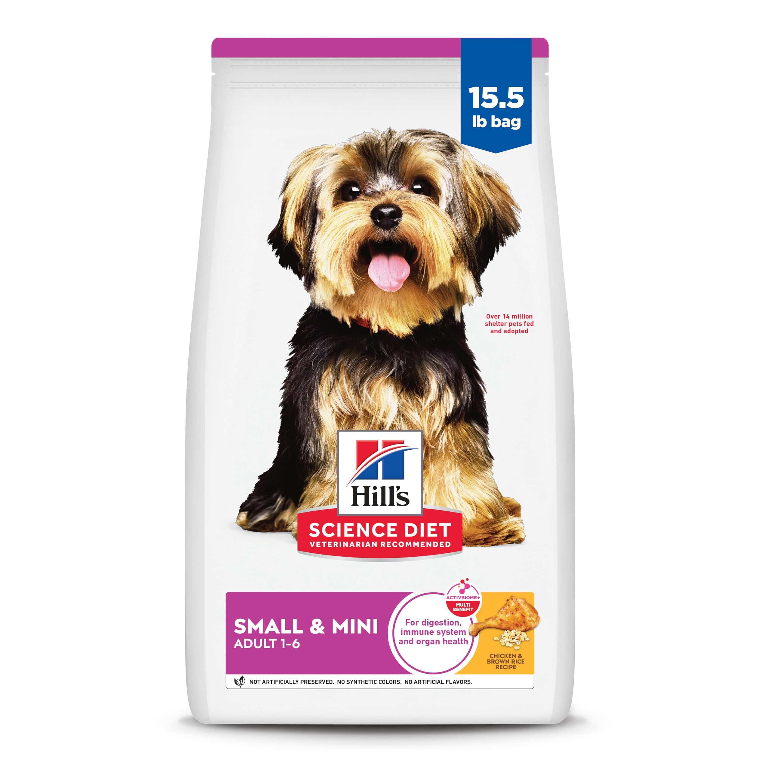 Hills Science Diet Small & Mini, Adult 1-6, Small & Mini Breeds Premium Nutrition, Dry Dog Food, Chicken & Brown Rice, 15.5 lb 