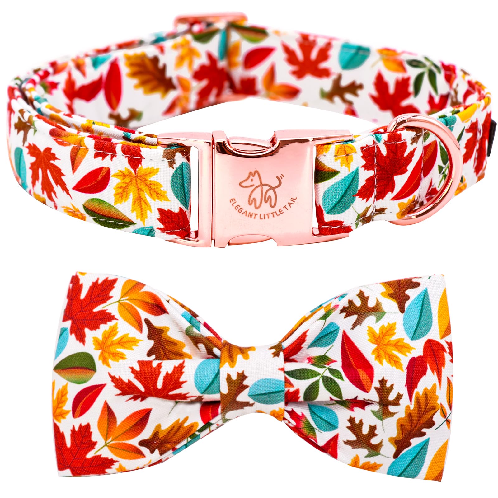 Elegant Little Tail Fall Dog Collar, Male Or Female Dog Collar With Bow Adjustable Soft Bow Tie Dog Collars For X-Small Dogs And Cats