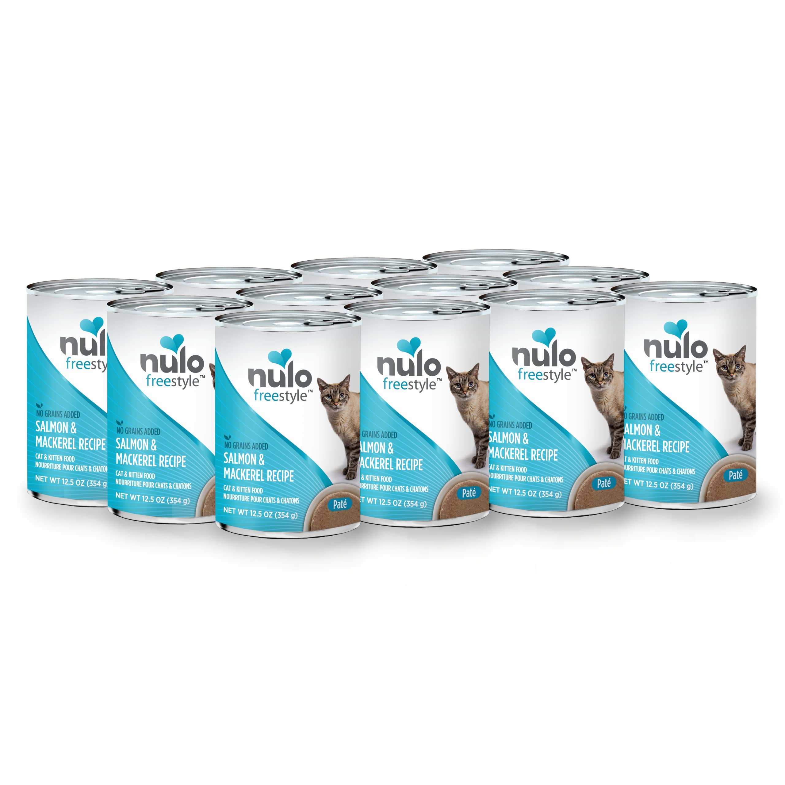 Nulo Salmon & Mackerel Pate Wet Canned Cat Food, 12.5 Ounce (Pack of 12)