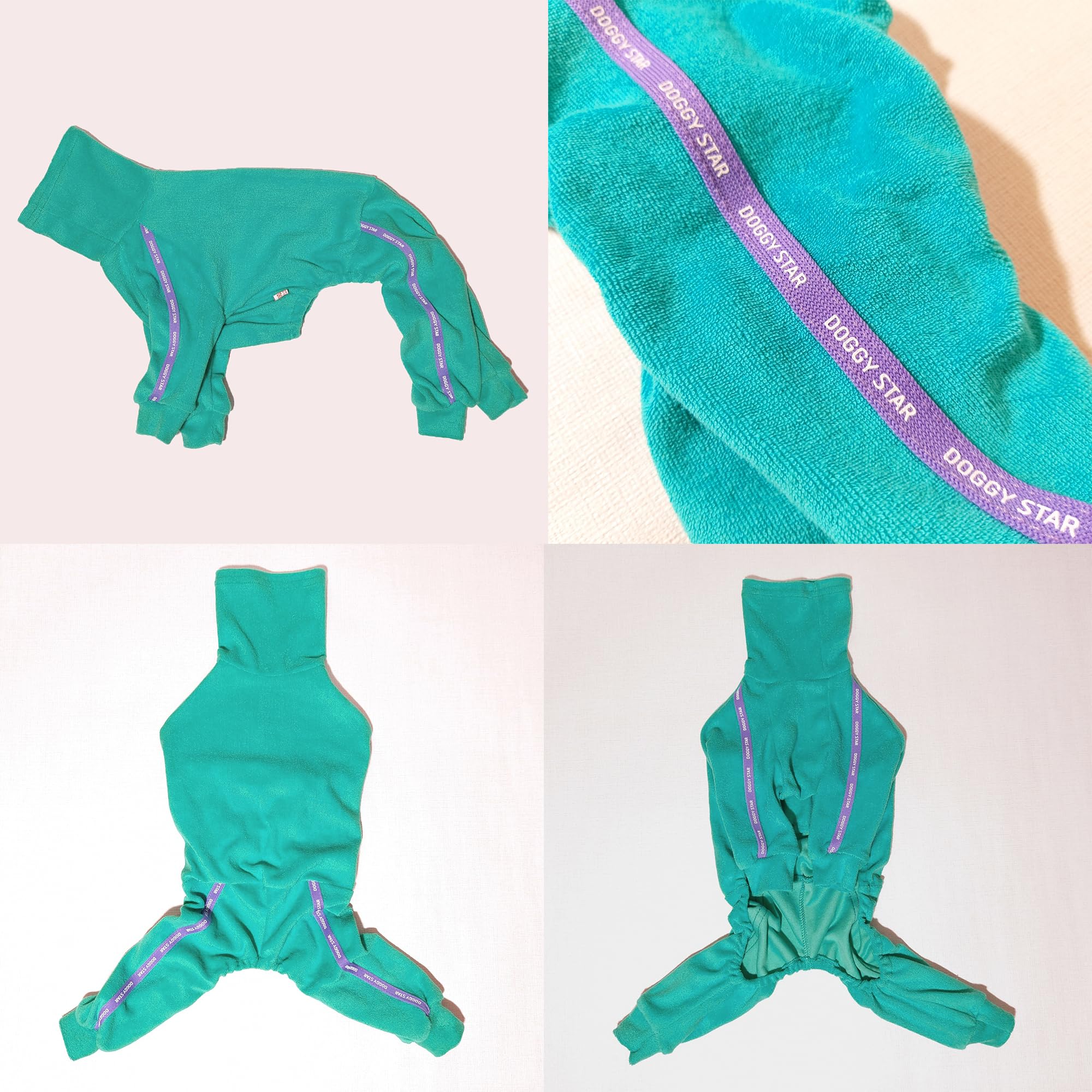 D Doggy Star Italian Greyhound Clothes Stretchy Towel Sports Onesie Outfit Whippet For Dog Coat (L,Twl Turquoise)