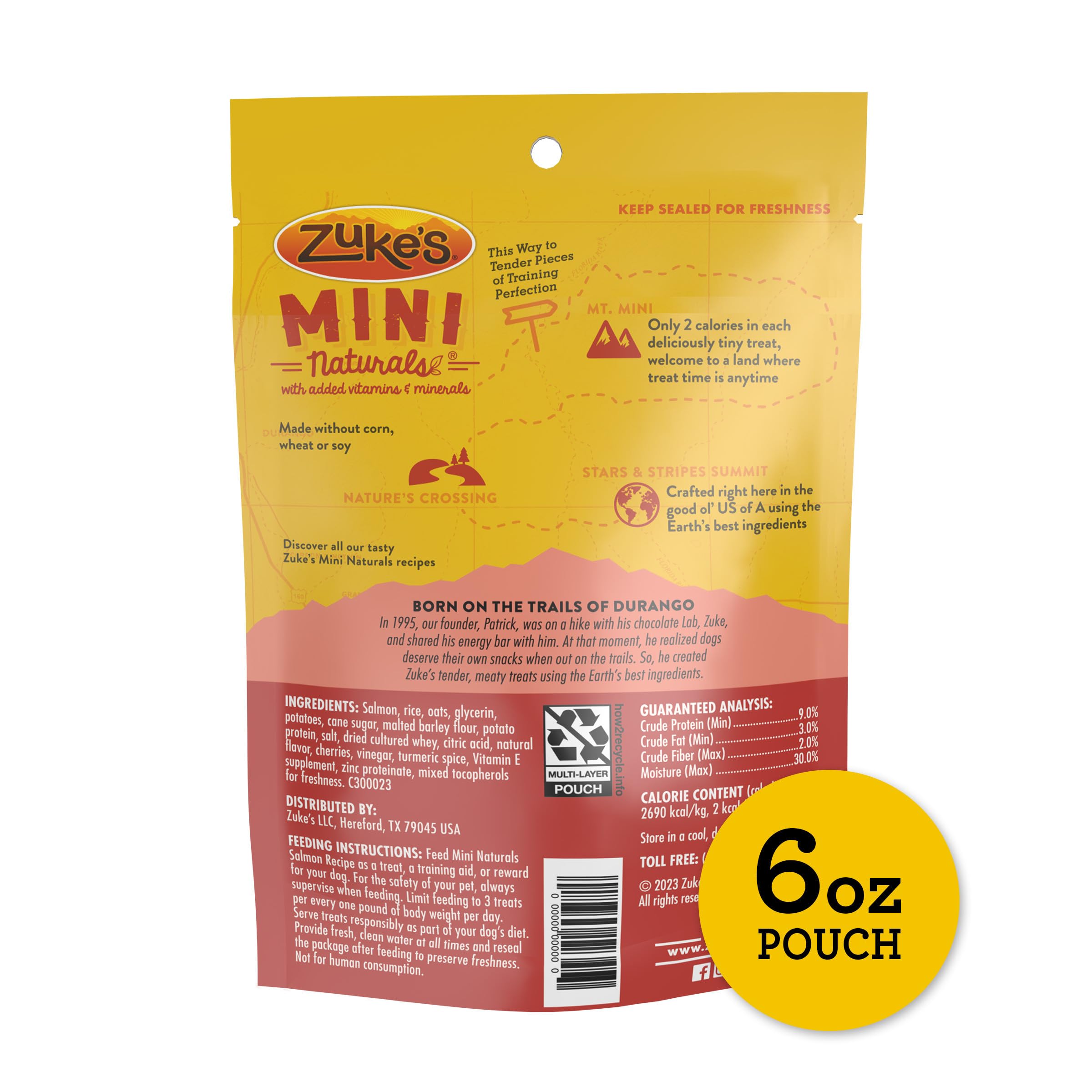 Zukes Mini Naturals Dog Training Treats for Dogs, Pet Treats made with Real Salmon, 6 oz. Resealable Pouch - 6 oz. Bag