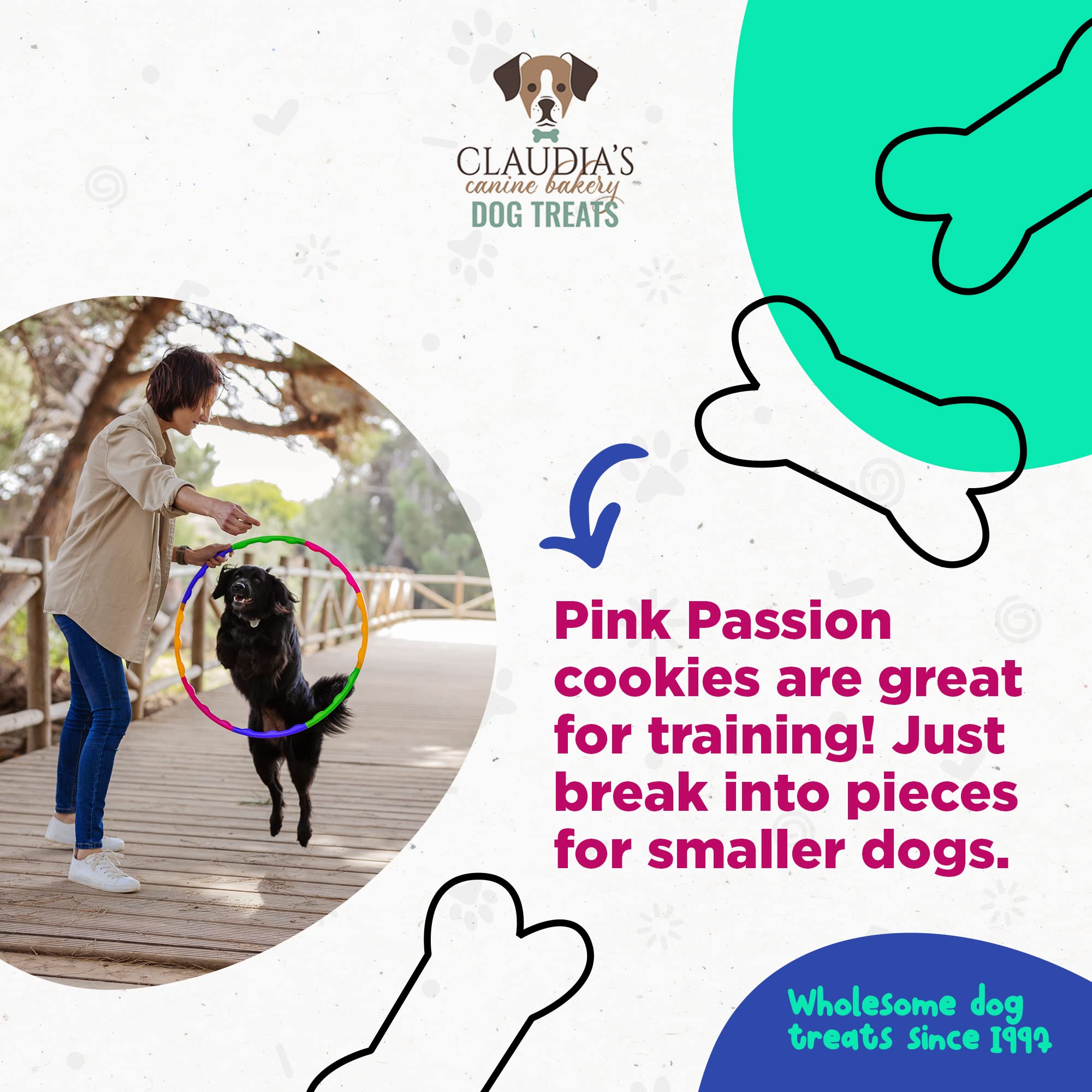 Claudias Canine Bakery Pink Passion Assortment of Gourmet Dog Cookies, 7oz