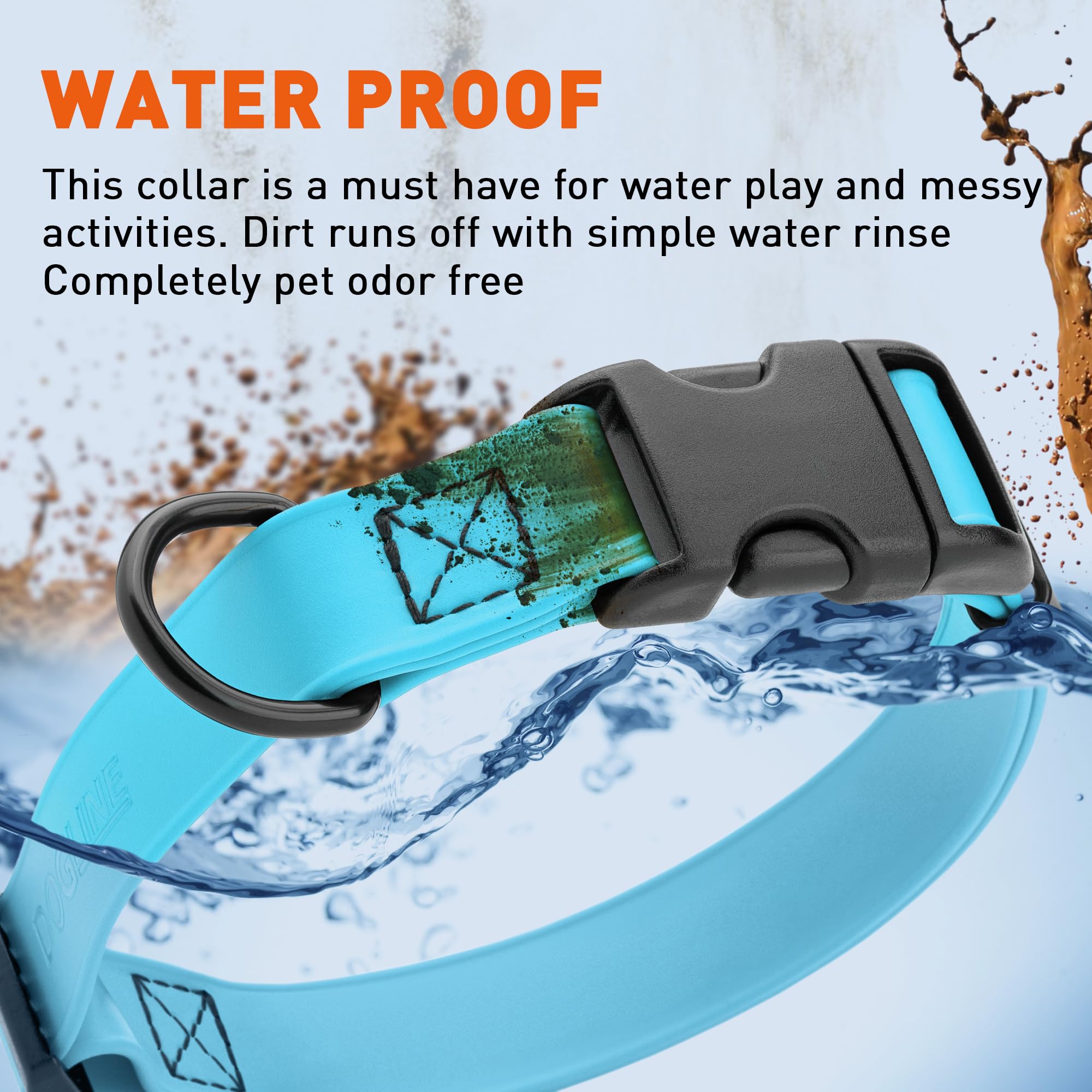 Dogline Biothane Waterproof Dog Collar with Quick Release Buckle Strong Coated Nylon Webbing with Odor- Proof for Easy Care Easy
