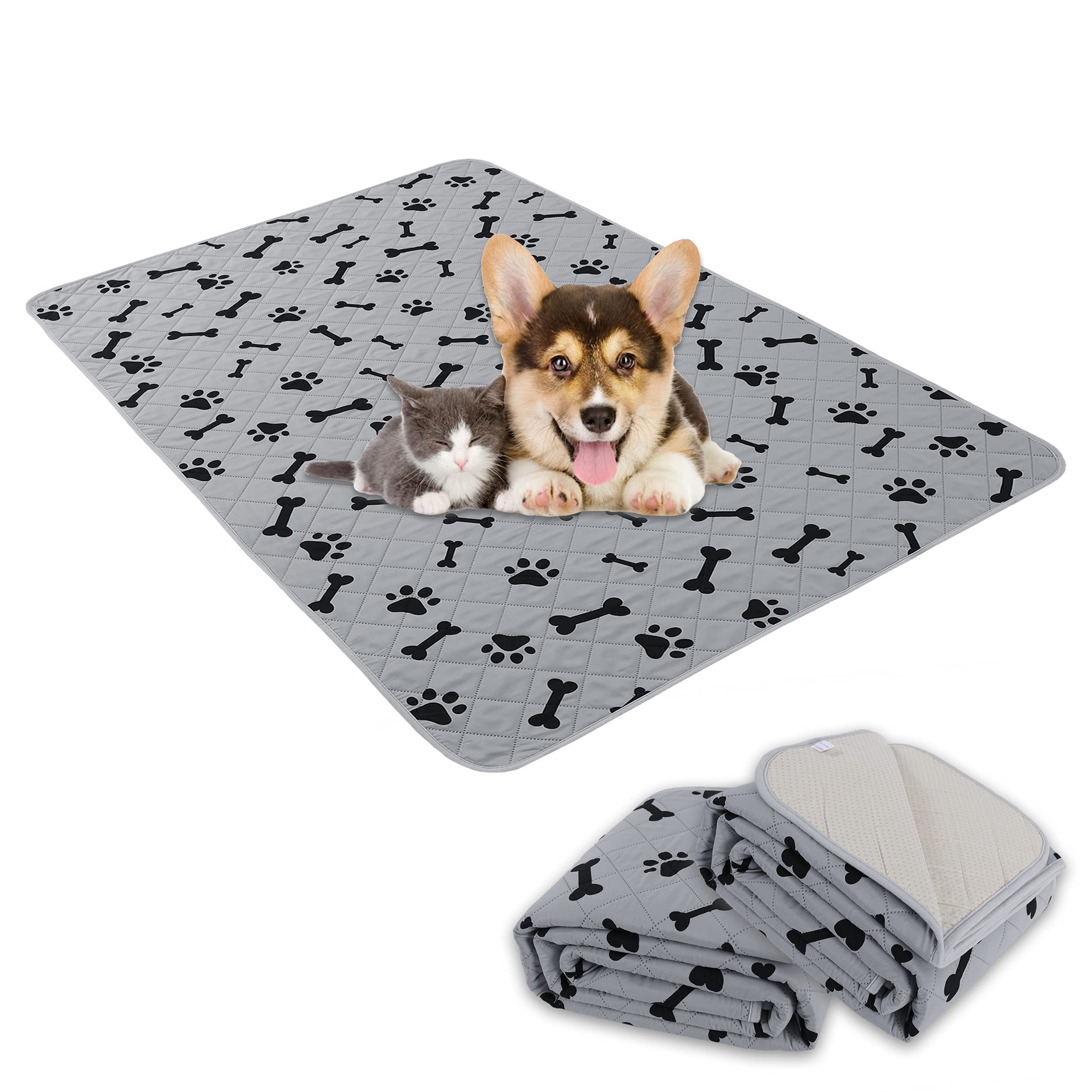 Dog Crate Pee Pads - Wahable Dog Rugs Non-Slip Puppy Pads for Small Dogs, Water Absorb Training Pads (2736 Gray)
