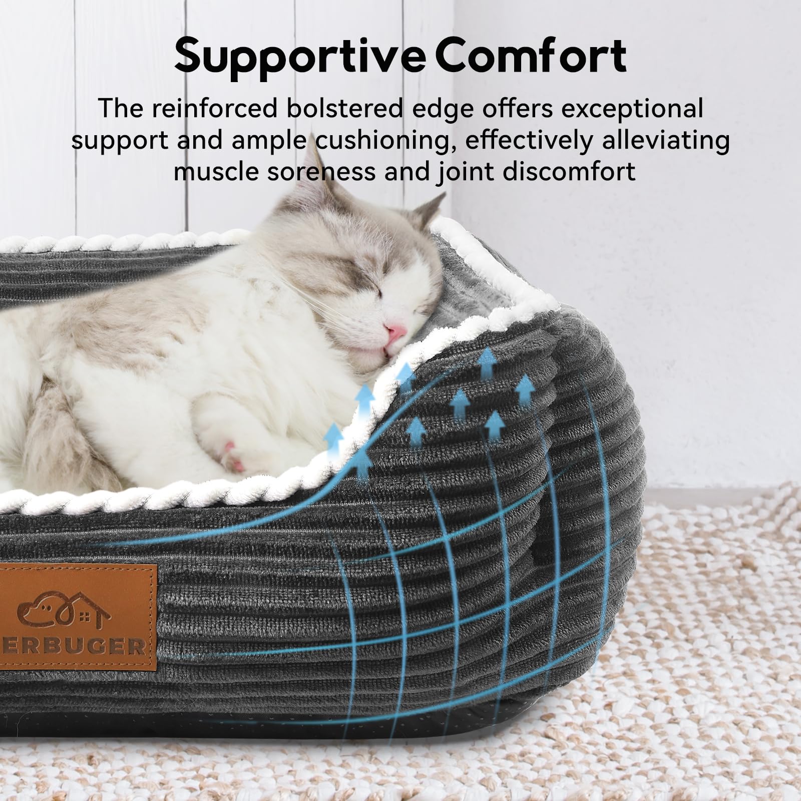 Cat Dog Bed For Pets, Rectangle Pet Bed Gift For Puppy And Kitten, Machine Washable Calming Fluffy Pet Couch Sofa For Indoor Out