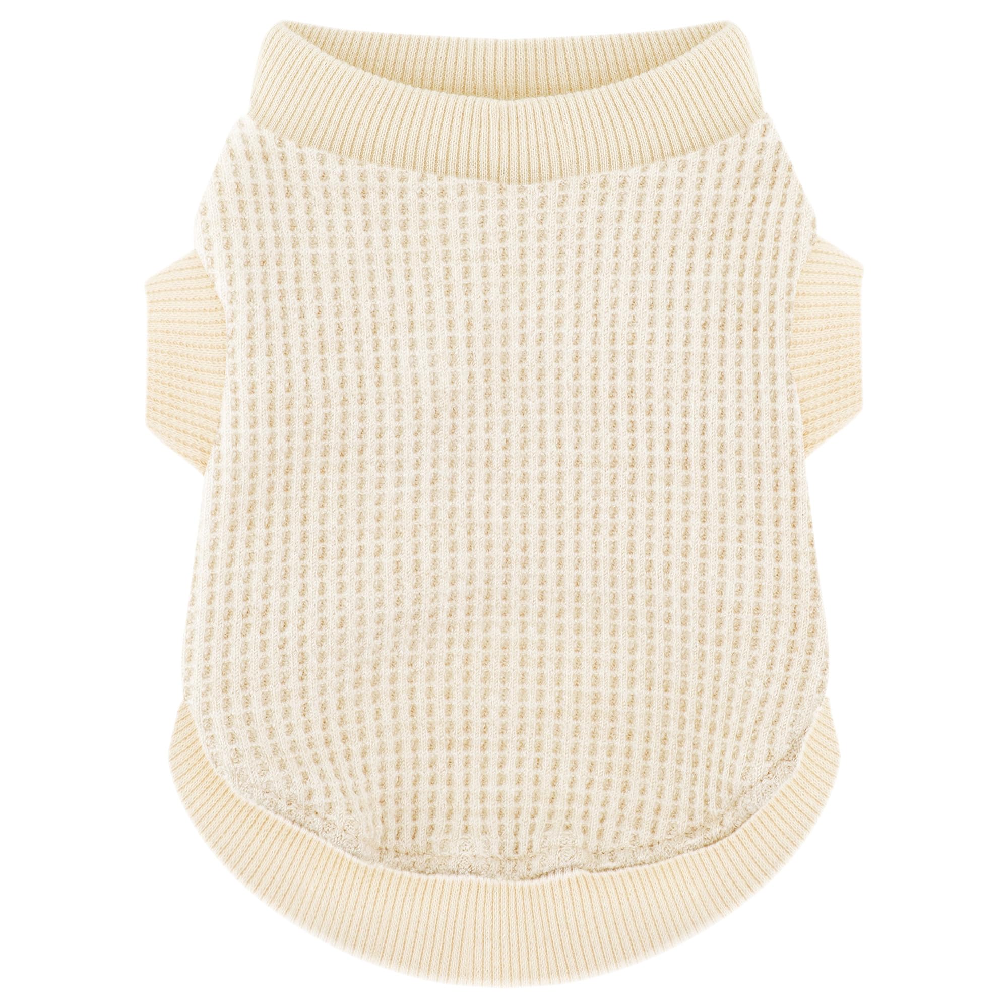 Cozy And Functional Dog Shirts For Small Puppies: Stretchable Beige Attire With Easy-On Design, Ideal For Chihuahuas And Yorkies