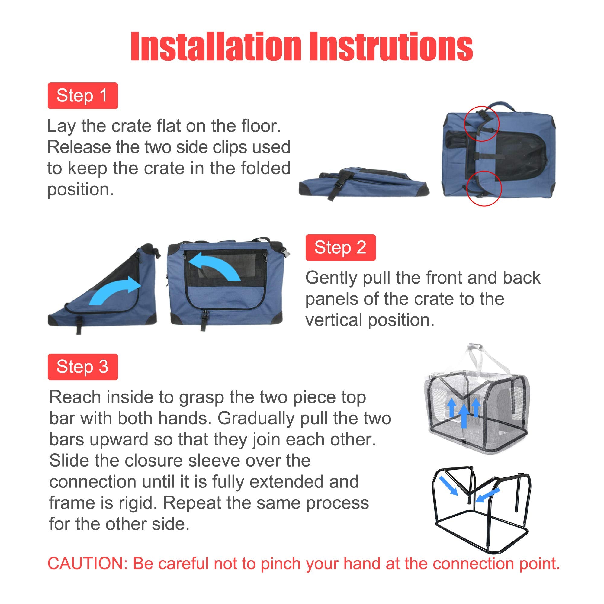 Prutapet Large Cat Carrier 24'X16.5'X16.5' Portable Dog Crate For Small Medium Dogs Collapsible Traveling Pet Crate With Collapsible Bowl