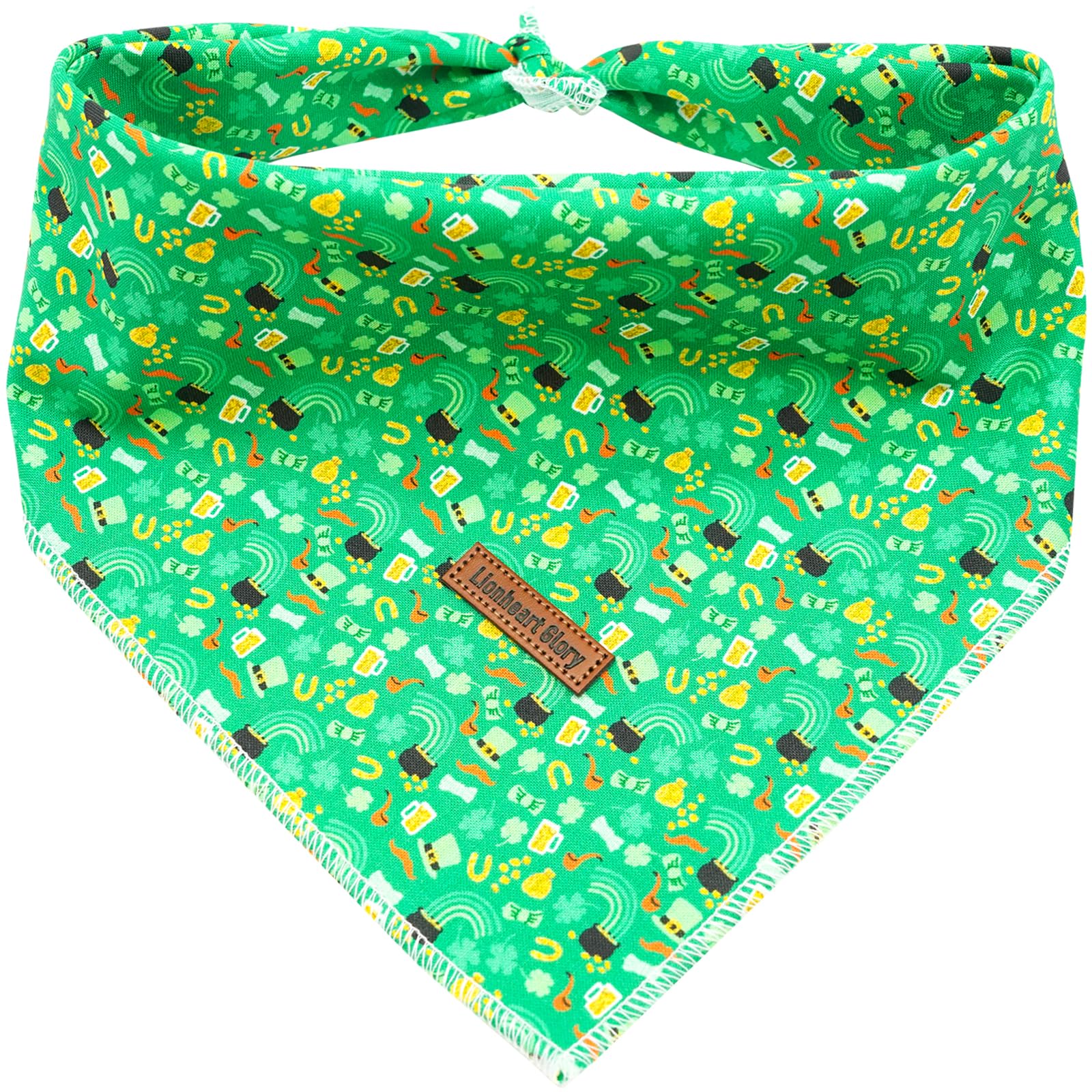 Lionheart Glory St. Patrick'S Square Dog & Cat Bandana - 1 Pack, Washable Soft Dog Scarf, Adjustable Bandanas