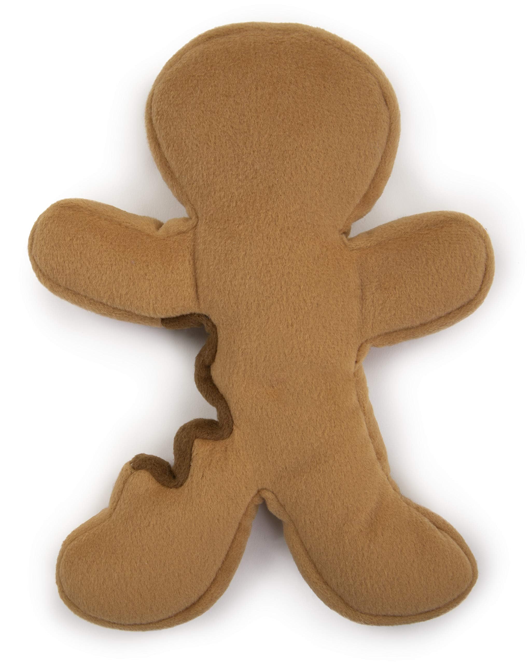 Godog Christmas Gingerbread Man Squeaky Plush Dog Toy, Chew Guard Technology - Brown, Large