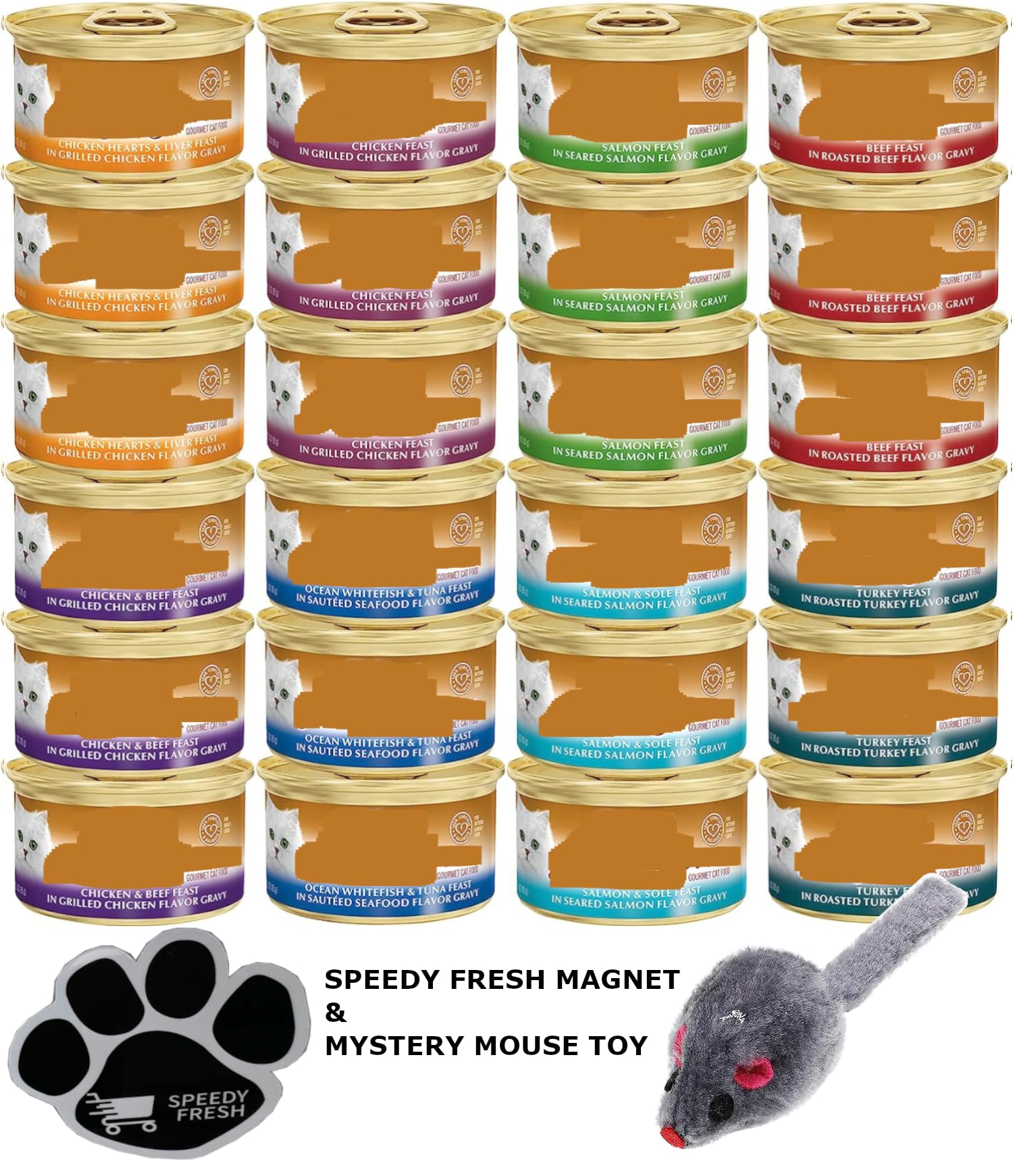SPEEDY FRESH FF Gourmet Wet Cat Food Gravy Lovers Feast, 24 cans Variety Bundle (Variety)