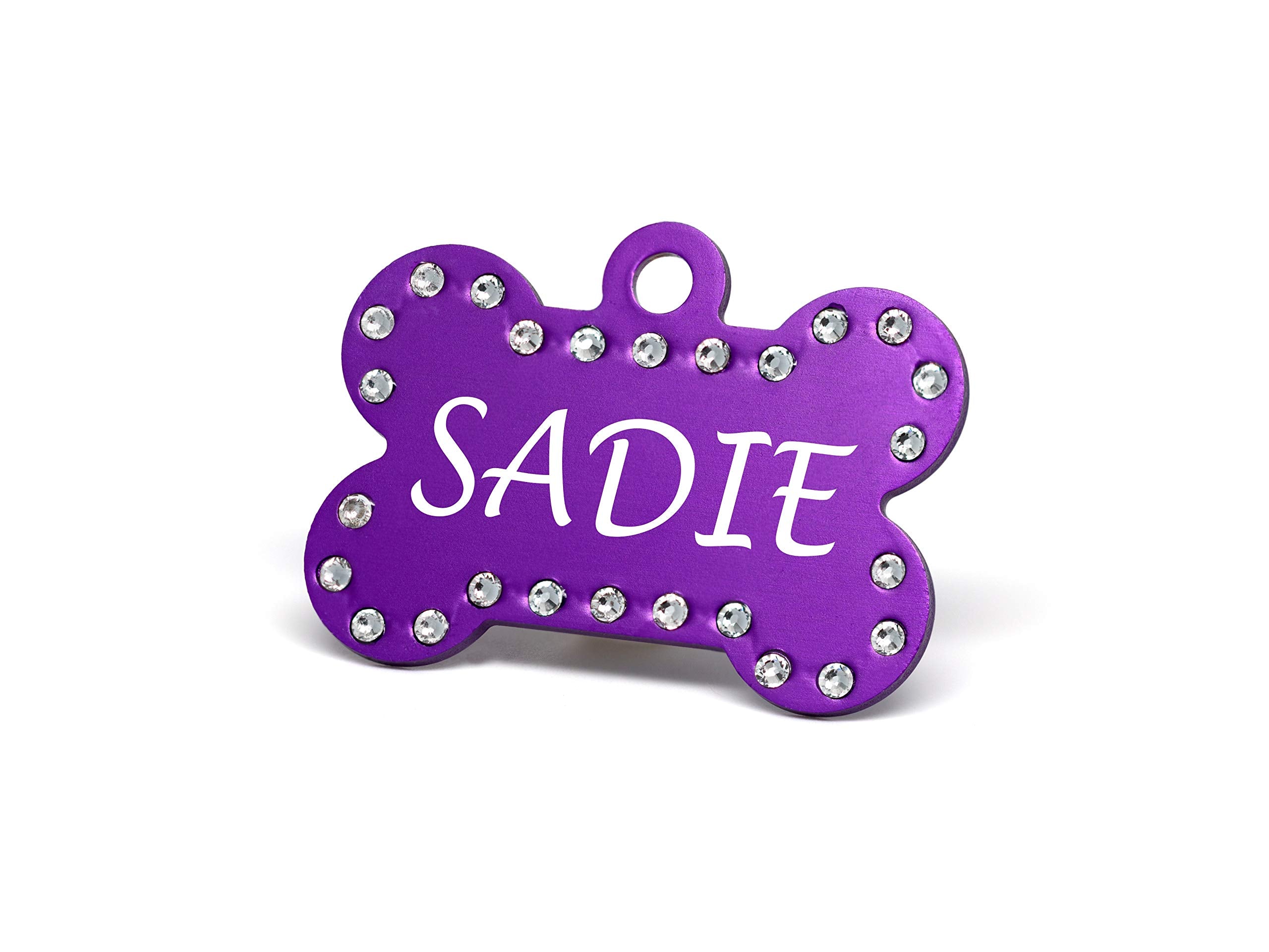 Providence Engraving Bone Shaped Swarovski Crystal Pet Id Tags, Regular, Purple