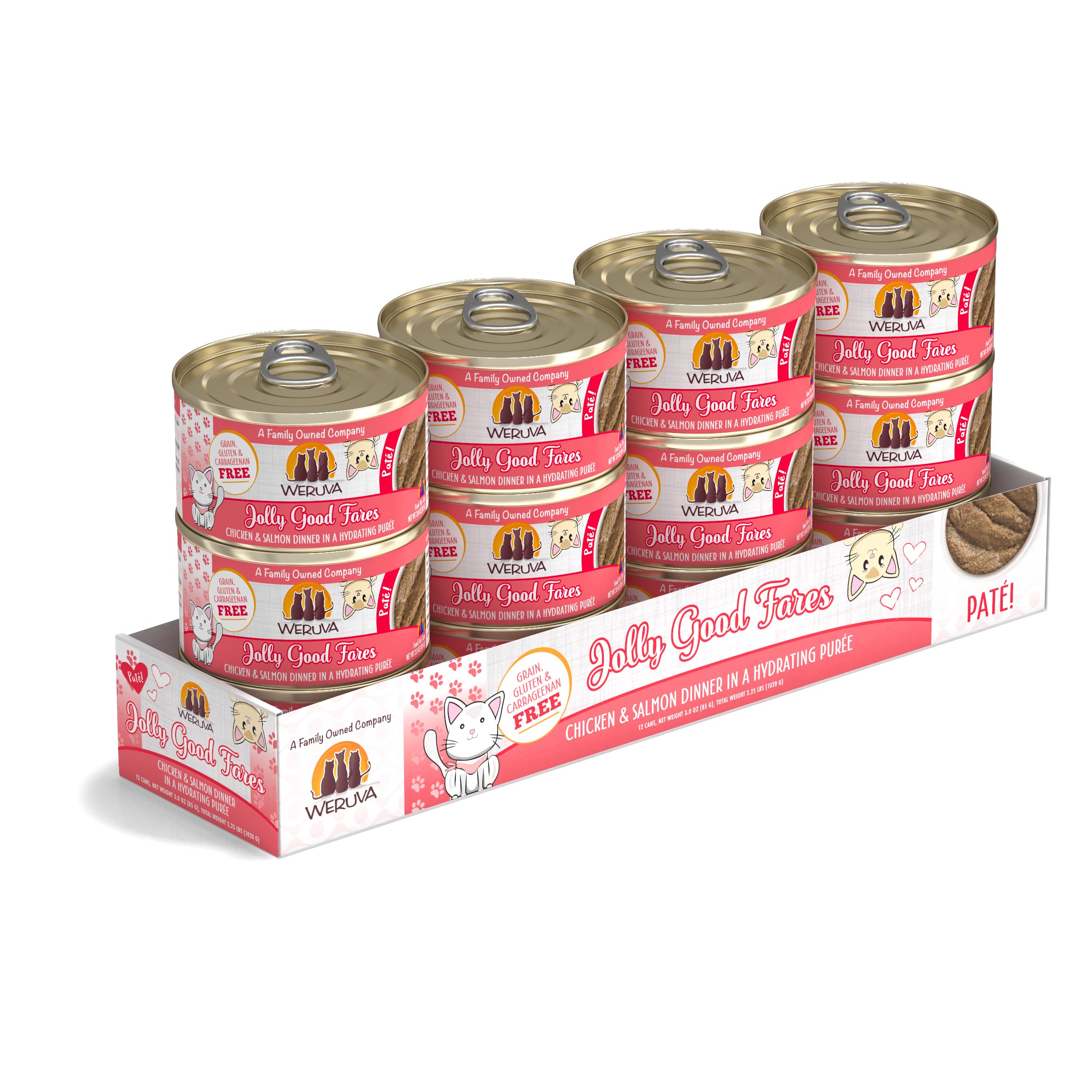 Weruva Wet Cat Food, Jolly Good Fares with Chicken and Salmon Pate, 3oz Can, Pack of 12