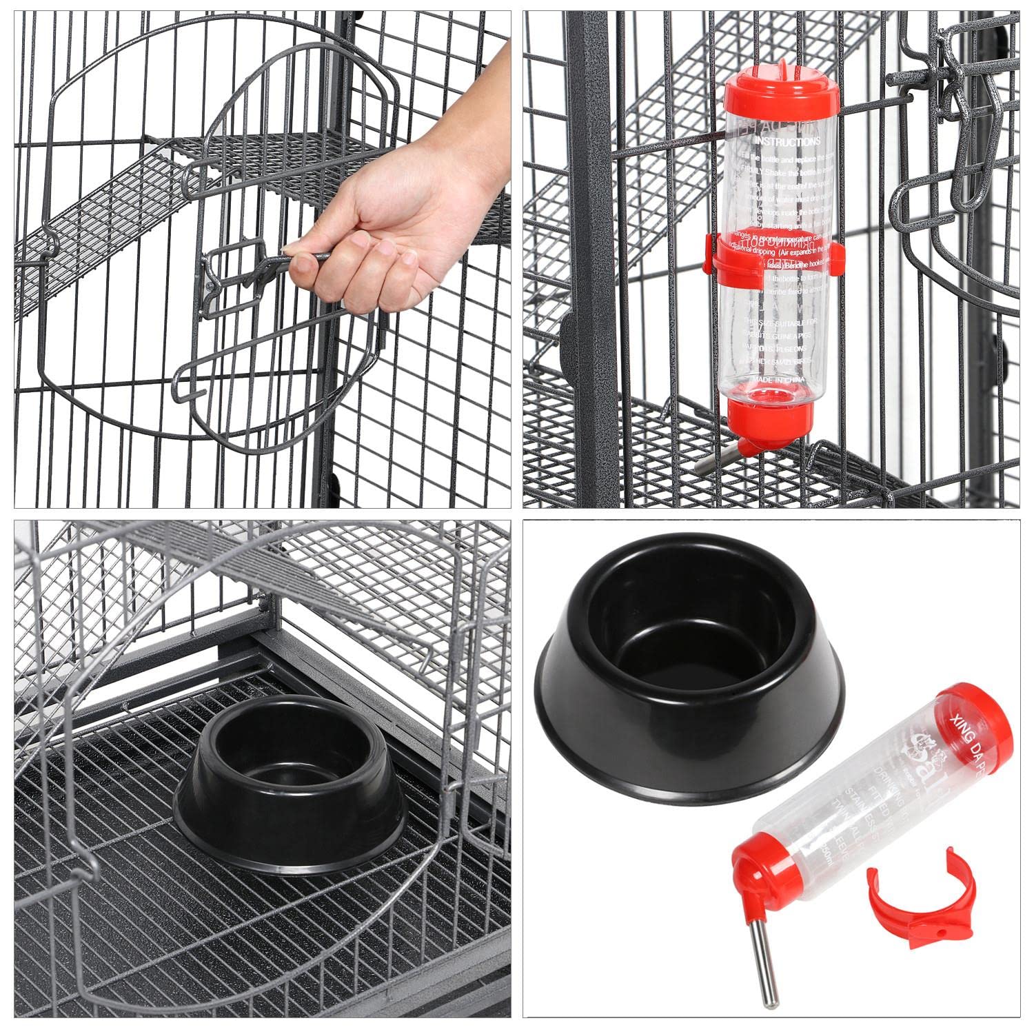 Costoffs 4-Tier Large Ferret Cage Rat Cage Small Animals Hutch W/Rolling Stand & Pet Bowl & Water Bottle For Chinchilla Rabbit Squirrels