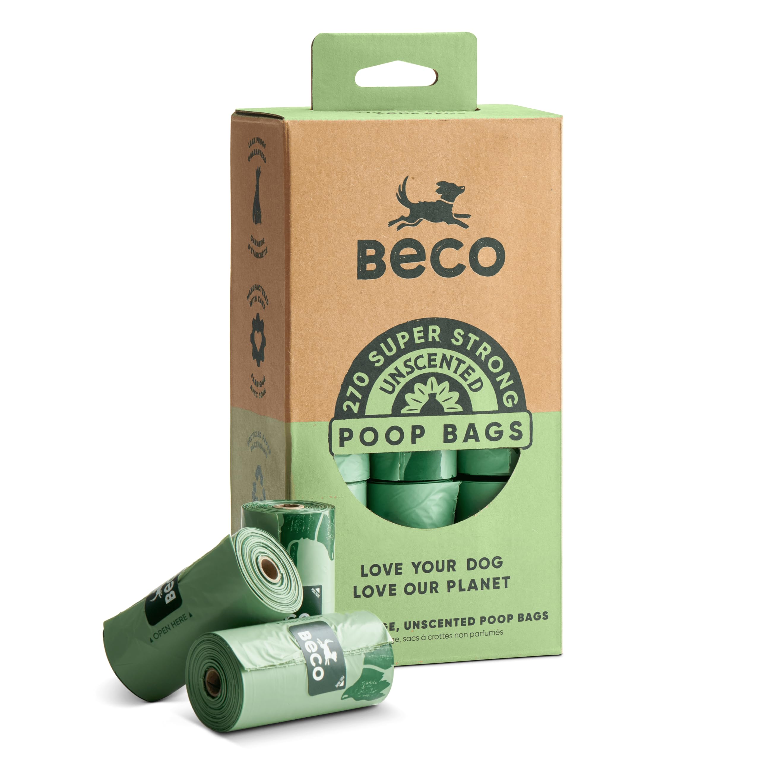 Beco Bags - Value Pack - 270 Large Unscented Poop Bags for Dogs - Eco-Conscious