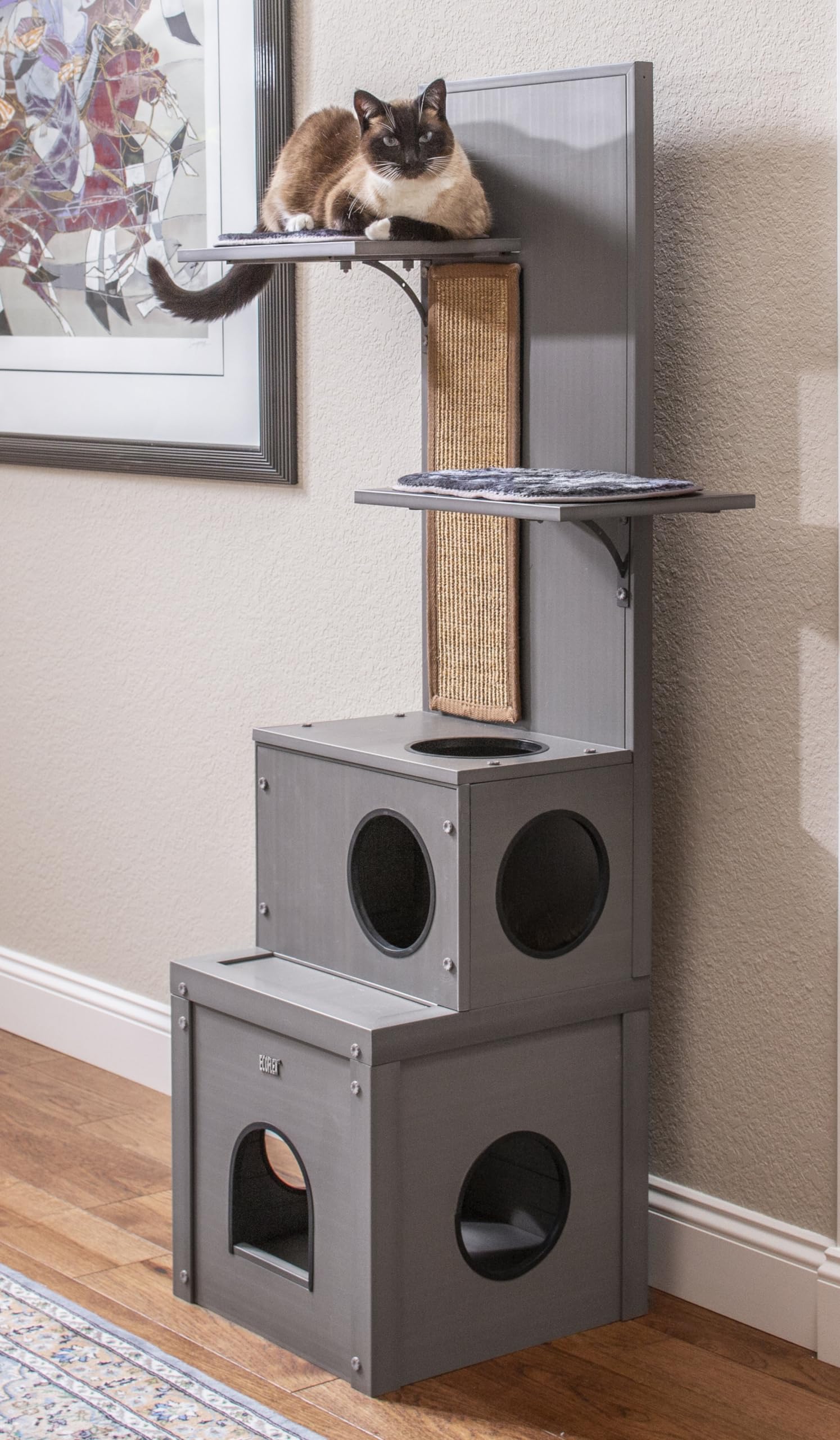 New Age Pet ECOFLEX Kitty Climber Cat Tree - Gray, Eco-Friendly Wood Plastic Composite - Moisture & Odor Resistant, Easy Assembl