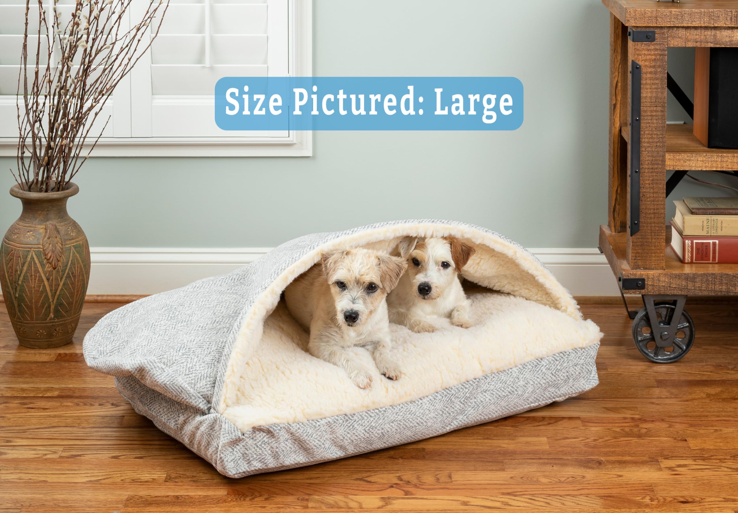 Snoozer Pet Products Luxury Rectangle Cozy Cave Dog Bed With Microsuede, Showdog Collection, Medium, Palmer Dove