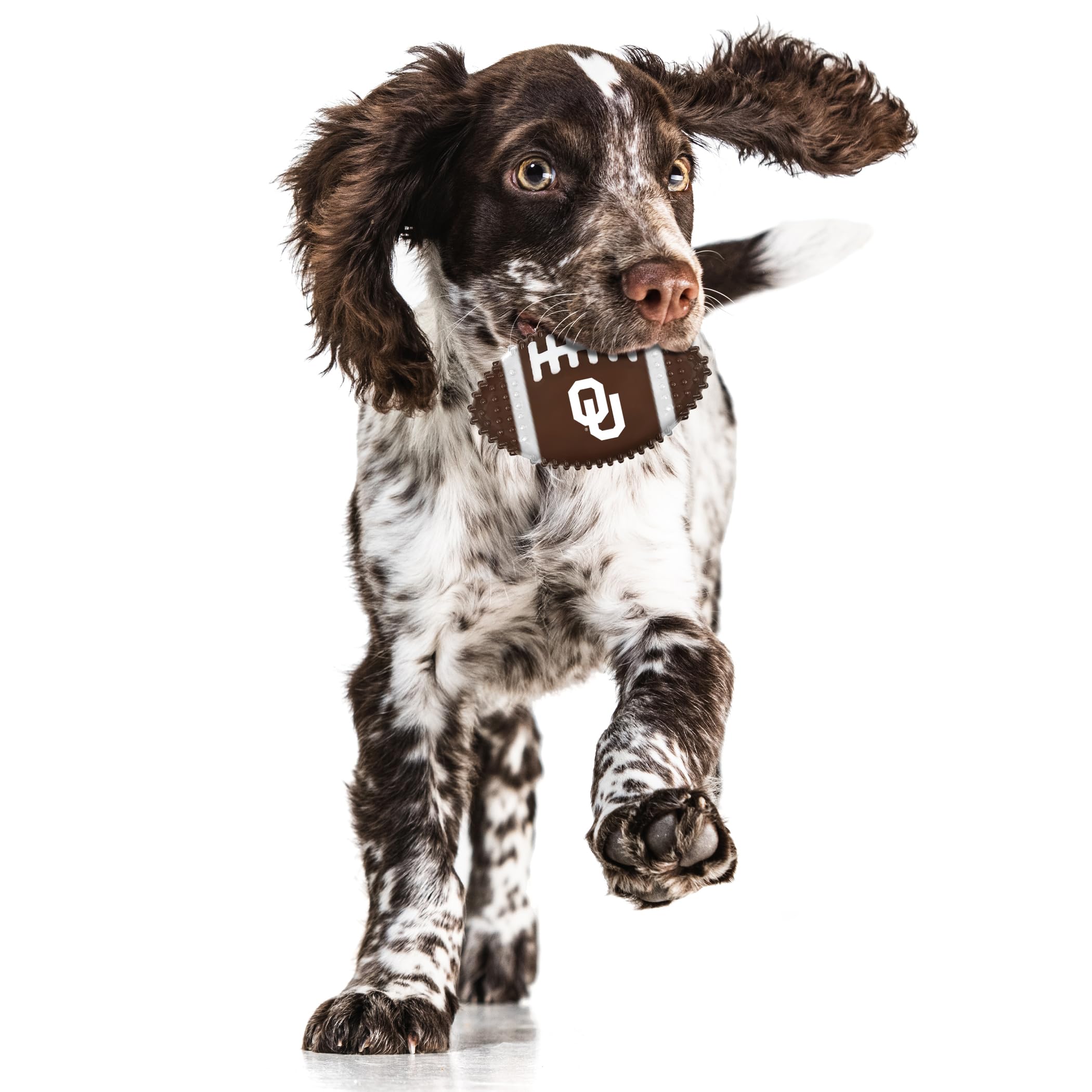 Pets First Ncaa Oklahoma Sooners Mega-Chew Hard Nylon Bacon-Flavored Bone Football Chew Toy. Interactive Tasty & Fun Chew Toy. I