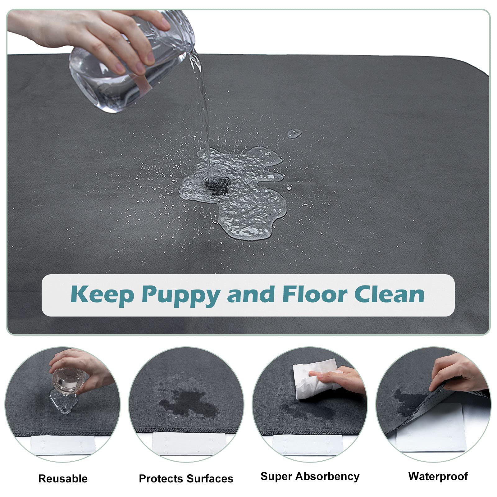 INVENHO Washable Pee Pads for Dogs 72x72 Reusable Dog Pads Extra Large Upgrade Non-Slip Dog Pee Pads Heavy Absorbency Puppy Pee