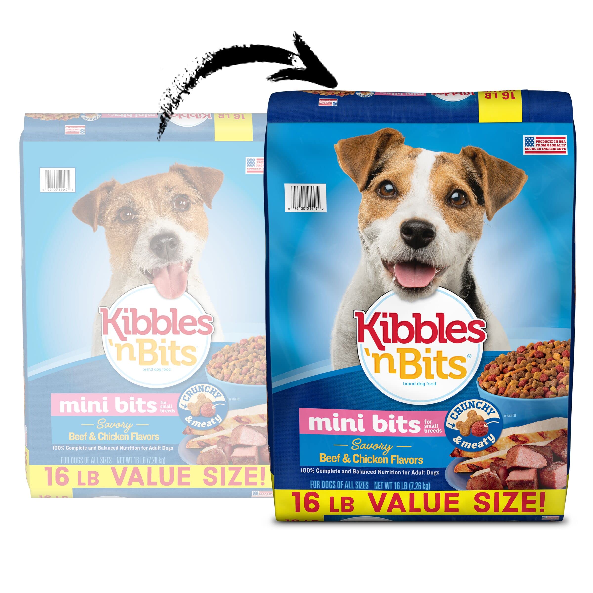 Kibbles N Bits Small Breed Mini Bits Savory Beef & Chicken Flavors Dog Food, 16-Pound