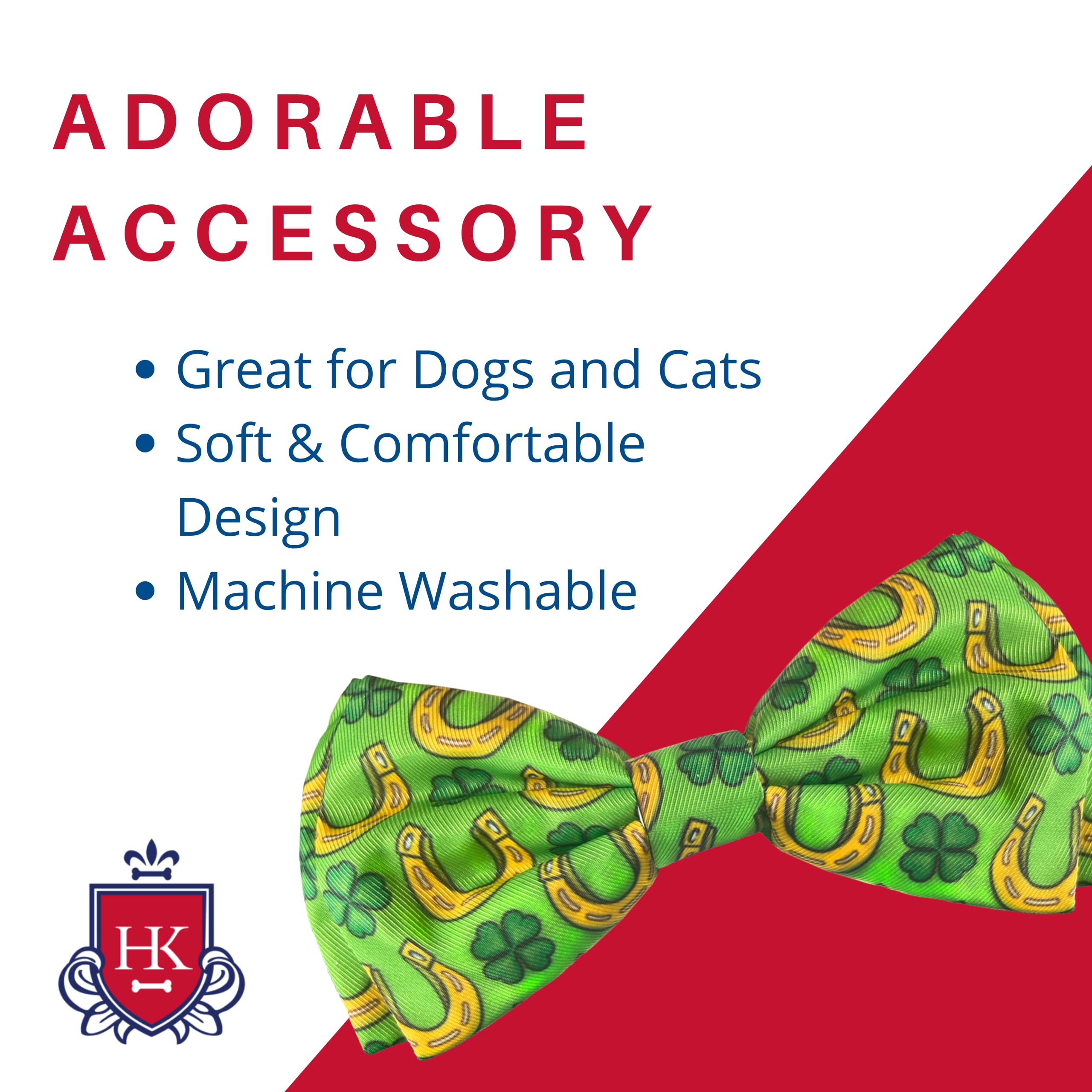 Huxley & Kent Bow Tie For Pets - Lucky Charm (Large) - St. Patricks Day Bow Tie Collar Attachment - Fun Bow Ties For Dogs & Cats