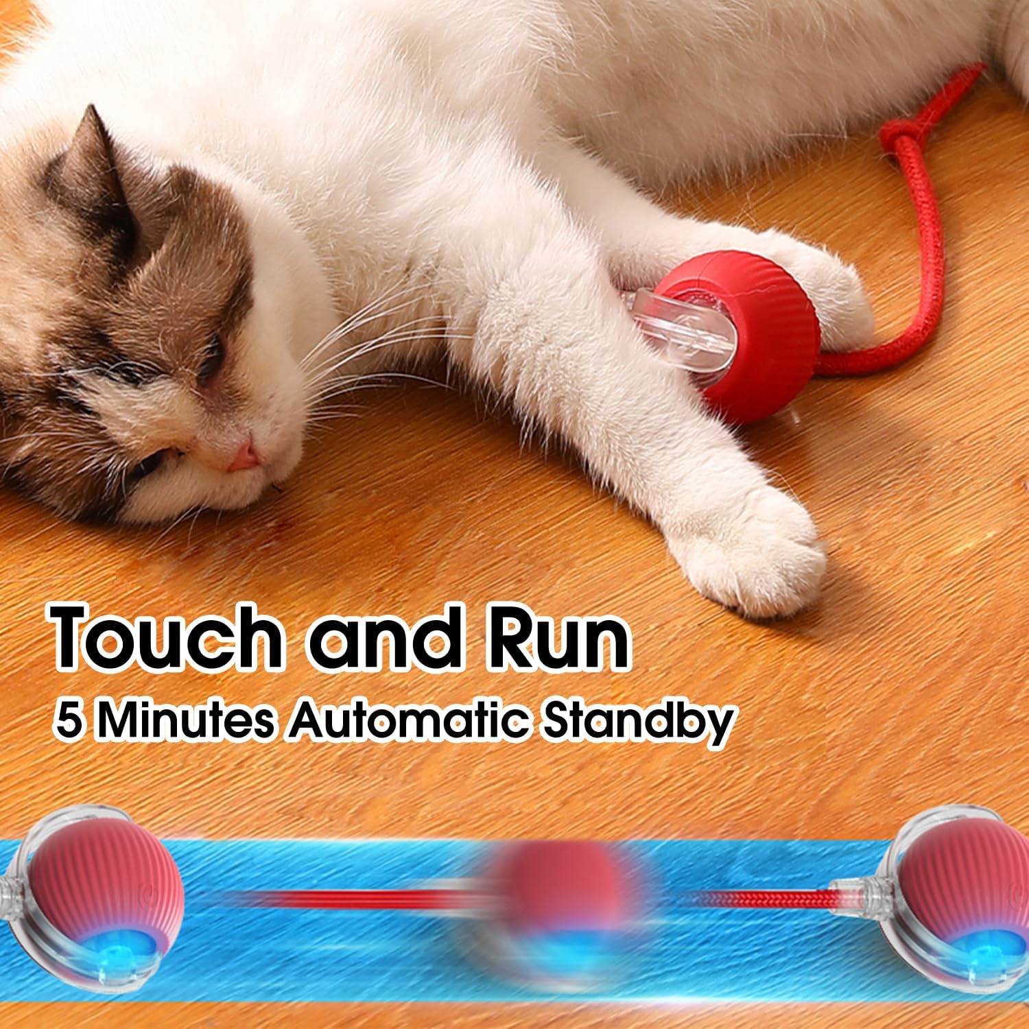 Neysxyu Interactive Dog & Cat Electric Active Toys - Smart Rolling Ball For Dogs & Cats, Rechargeable (Red)