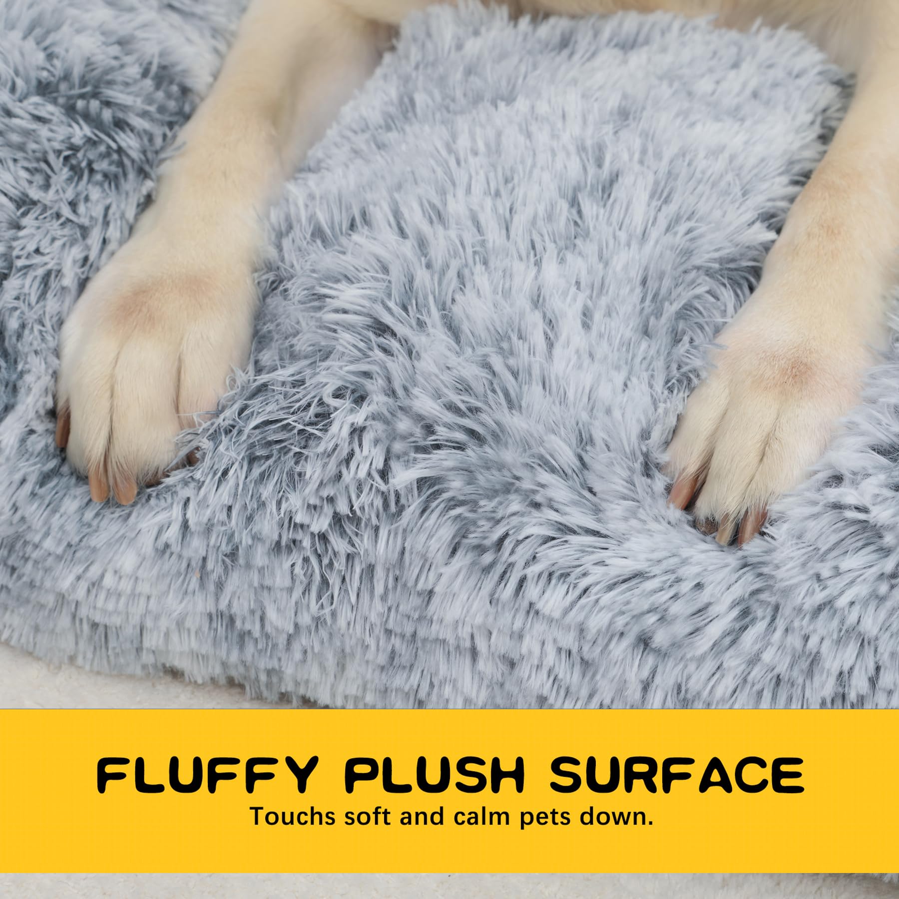 Wayimpress Xl Dog Bed Crate Pad Mat For Dog Cages Washable Dog Bed For Extra Large Size Dog Soft Kennel Pad Anti-Slip Pet Bed,42' X 27',Grey