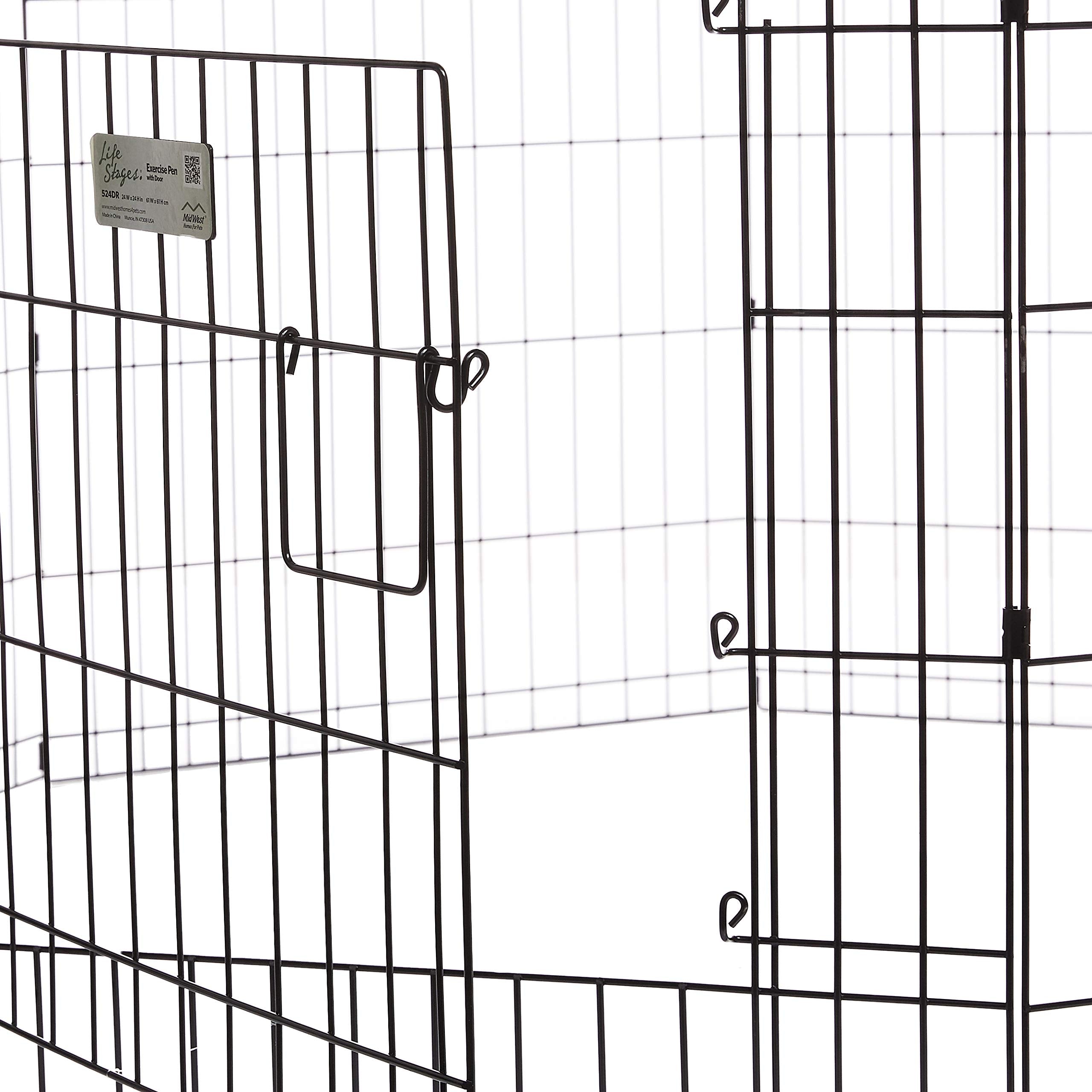 Midwest Homes For Pets Exercise Pen For Pets With Full Max Lock Door, 24-Inch, Black