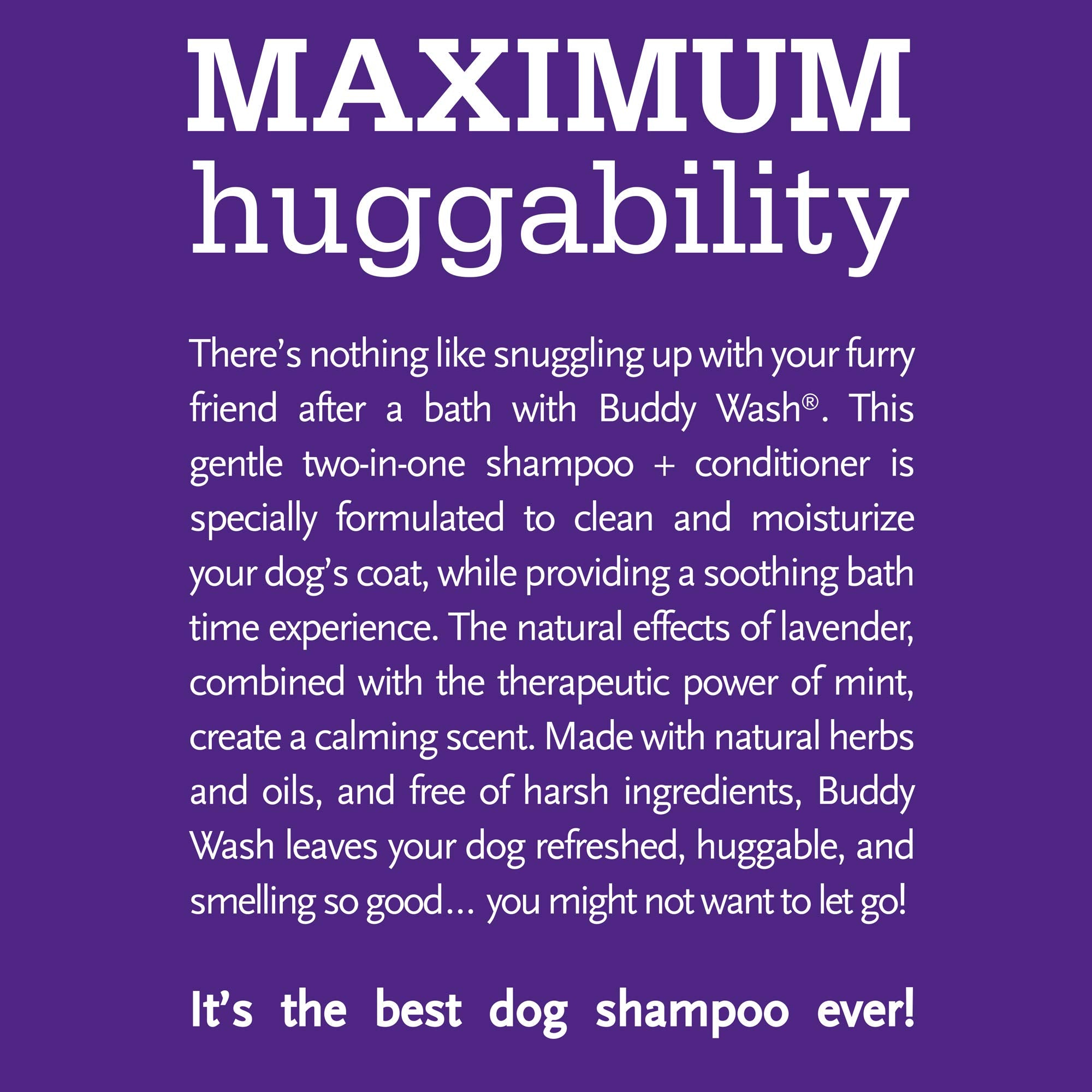 Buddy Wash 2-In-1 Dog Shampoo And Conditioner For Dog Grooming, Lavender & Mint, 16 Oz. Bottle