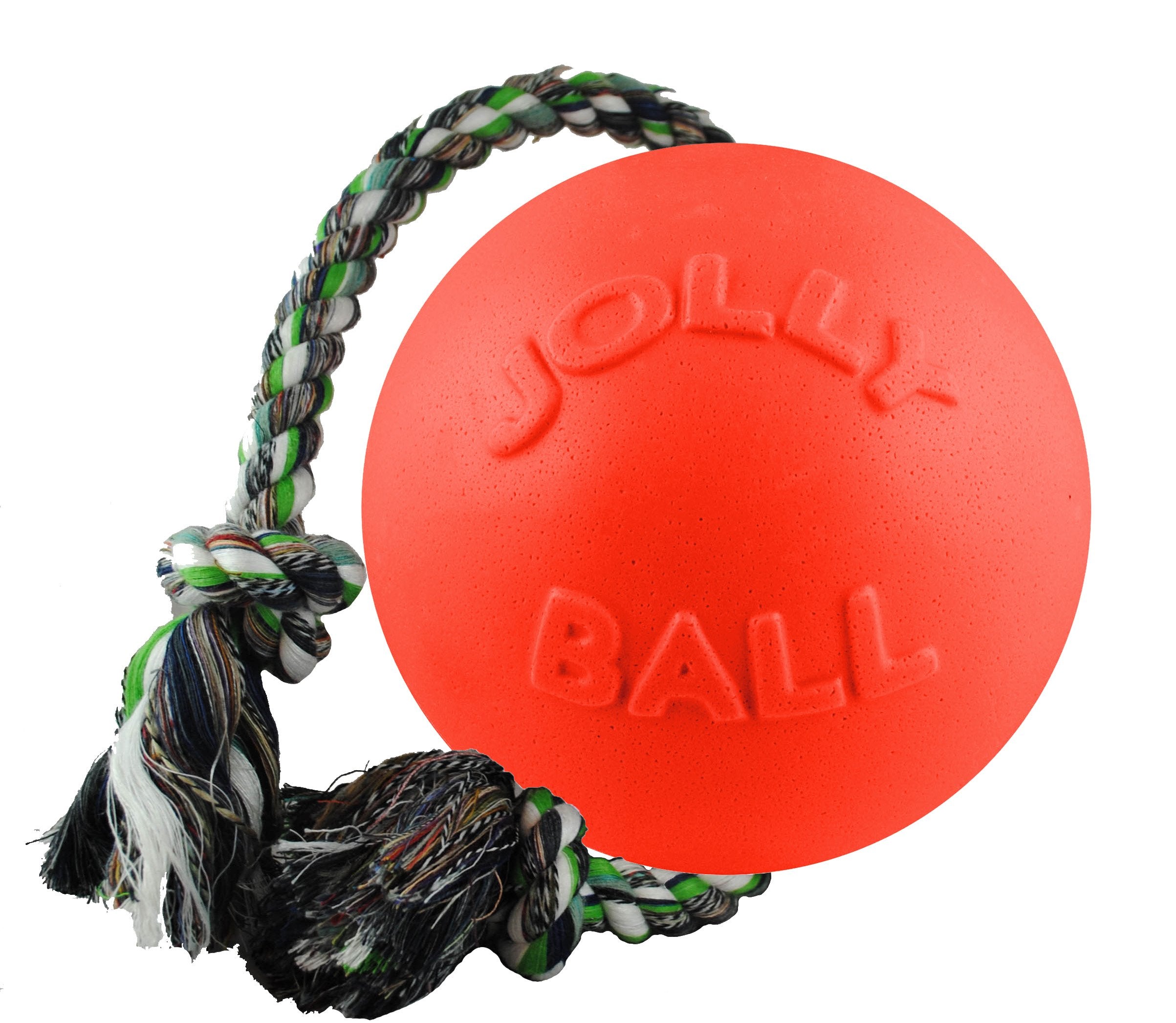 Jolly Pets Romp-N-Roll Rope And Ball Dog Toy, 4.5 Inches/Small, Orange