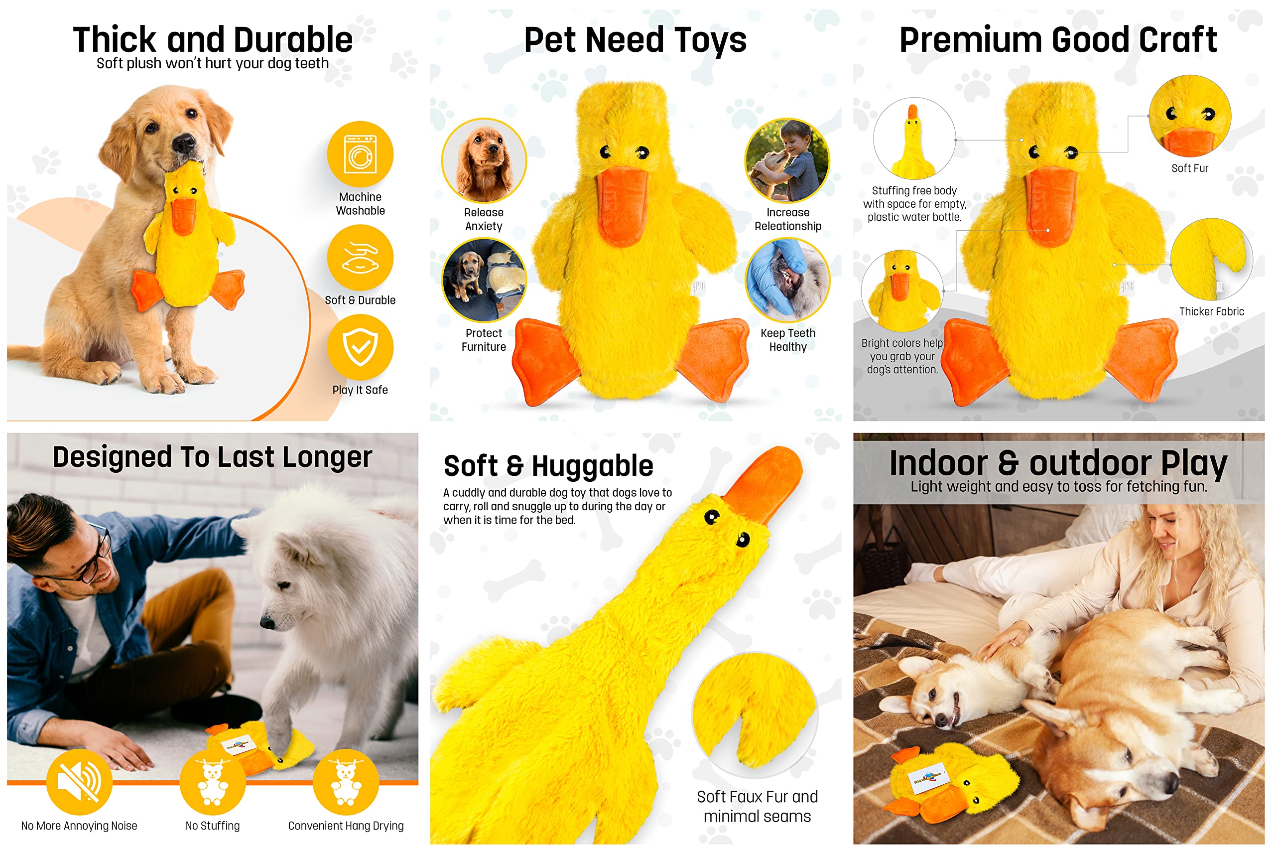 Fga Marketplace Duck-Monkey Flat No Stuffing No Squeak Plush Dog Toy, Funny Style Will Entertain Your Pet For Hours, Recommended