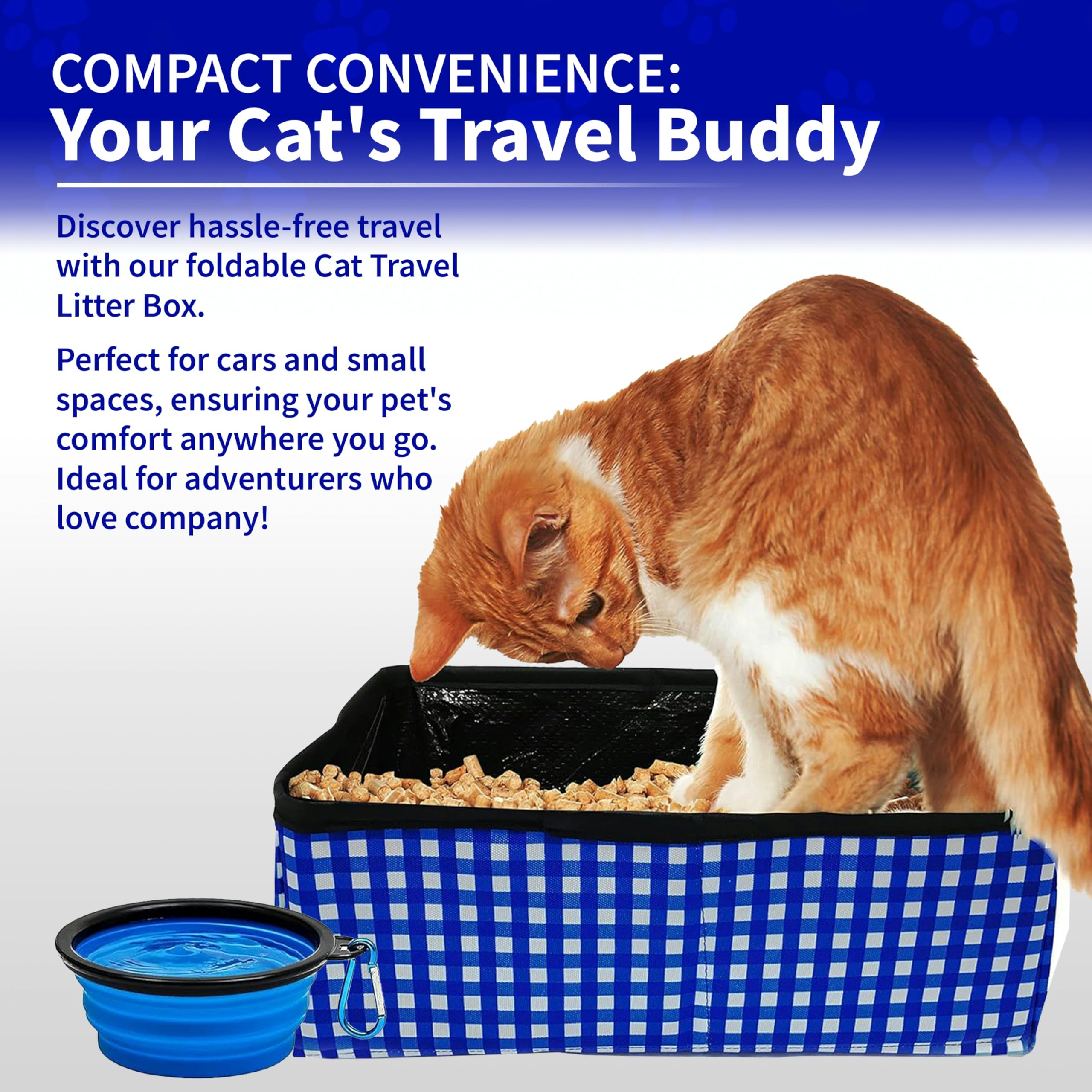 Pet Fit For Life Travel Cat Litter Box - Collapsible, Portable, Nylon, Large, Blue, Model 43237-2