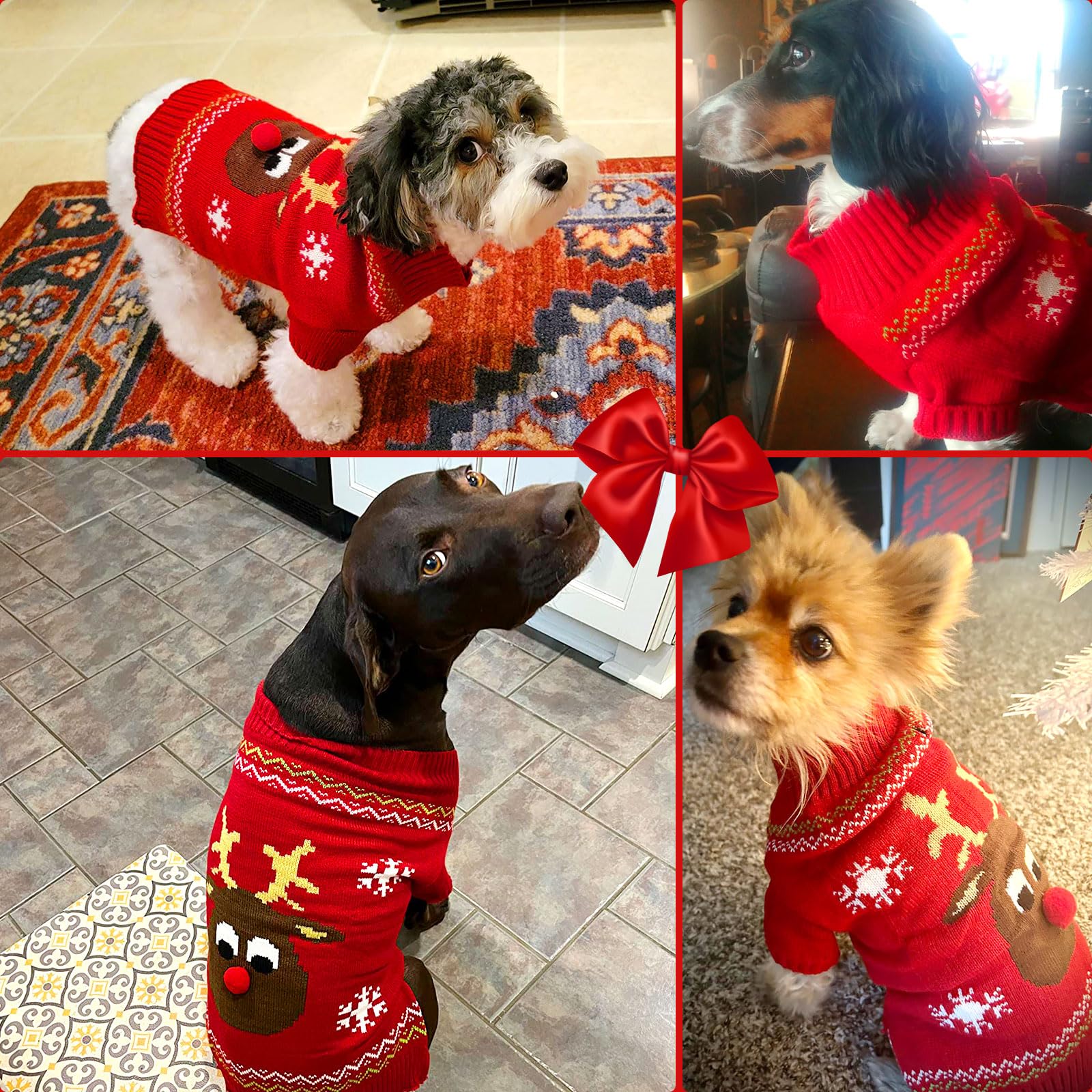 Axiijgl Cute Reindeer Dog Sweater For Small Dogs - Turtleneck Cat Christmas Outfit