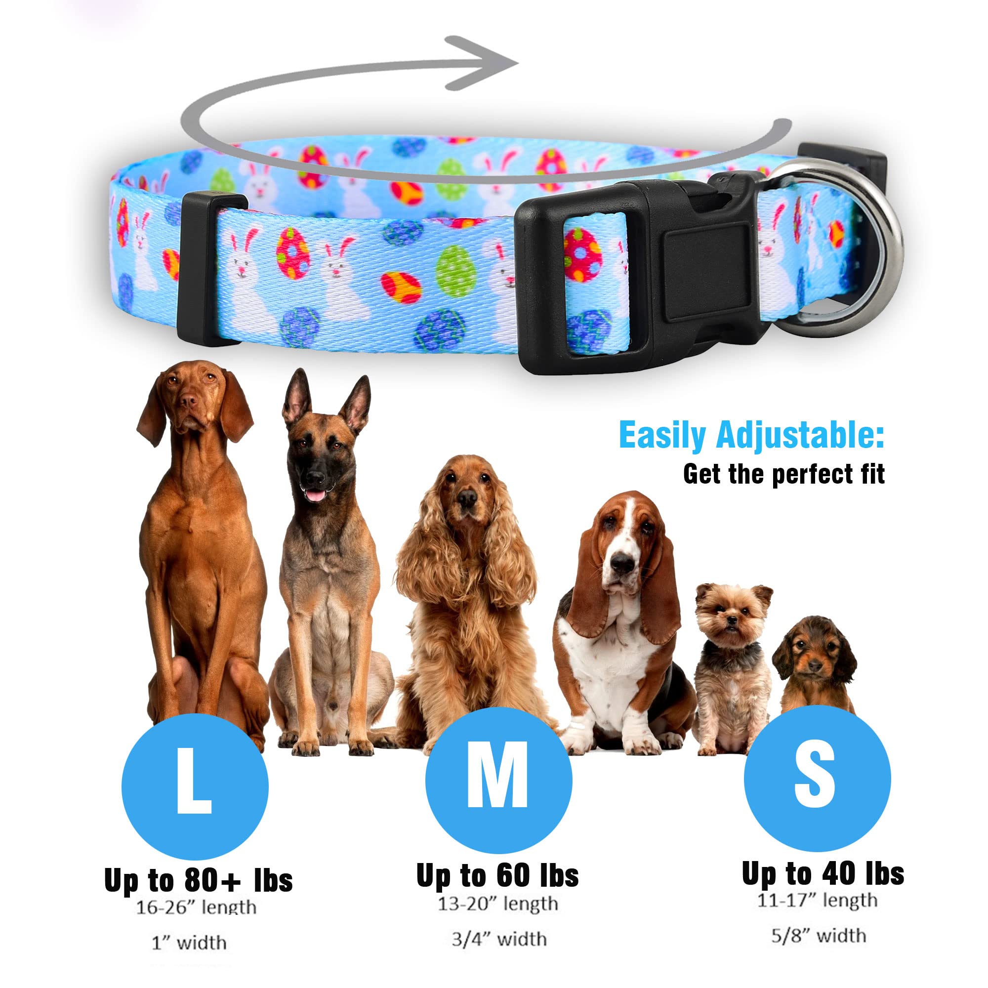 Native Pup Easter Dog Collar, Cute Spring Gift For Puppies, Pink Pastel, Eggs, Chicks, Bunny Adjustable For Small, Medium, Large