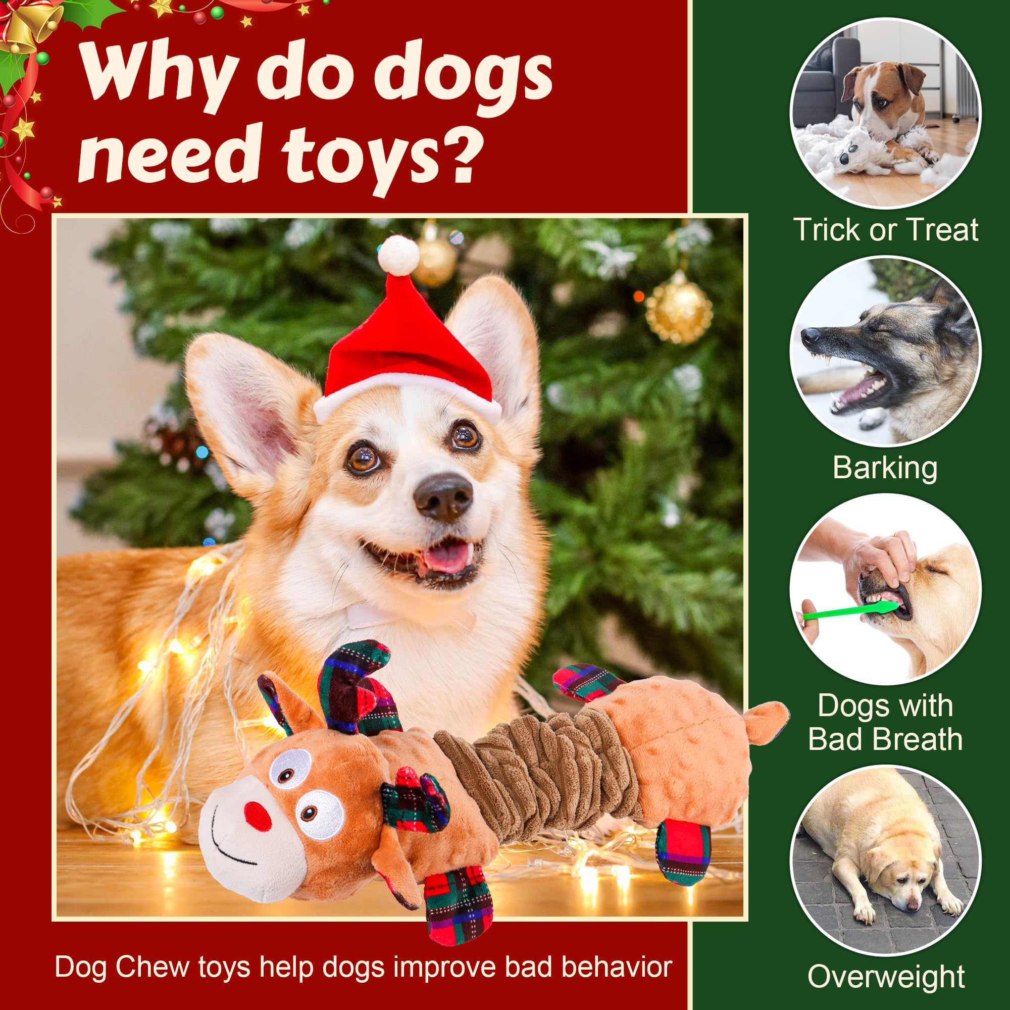 Newget Plush Stuffed Animals With Squeaker For Aggressive Chewers, Cute Squeak Toys For Large Medium Small Dogs, Interactive Che