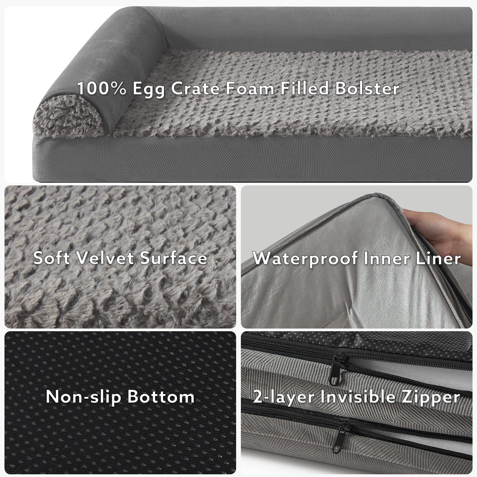 JOEJOY Orthopedic Dog Bed for Medium Dogs, Large Dog Couch Bed, U Shape Memory Foam Dog Bed with Removable Washable Cover, Water