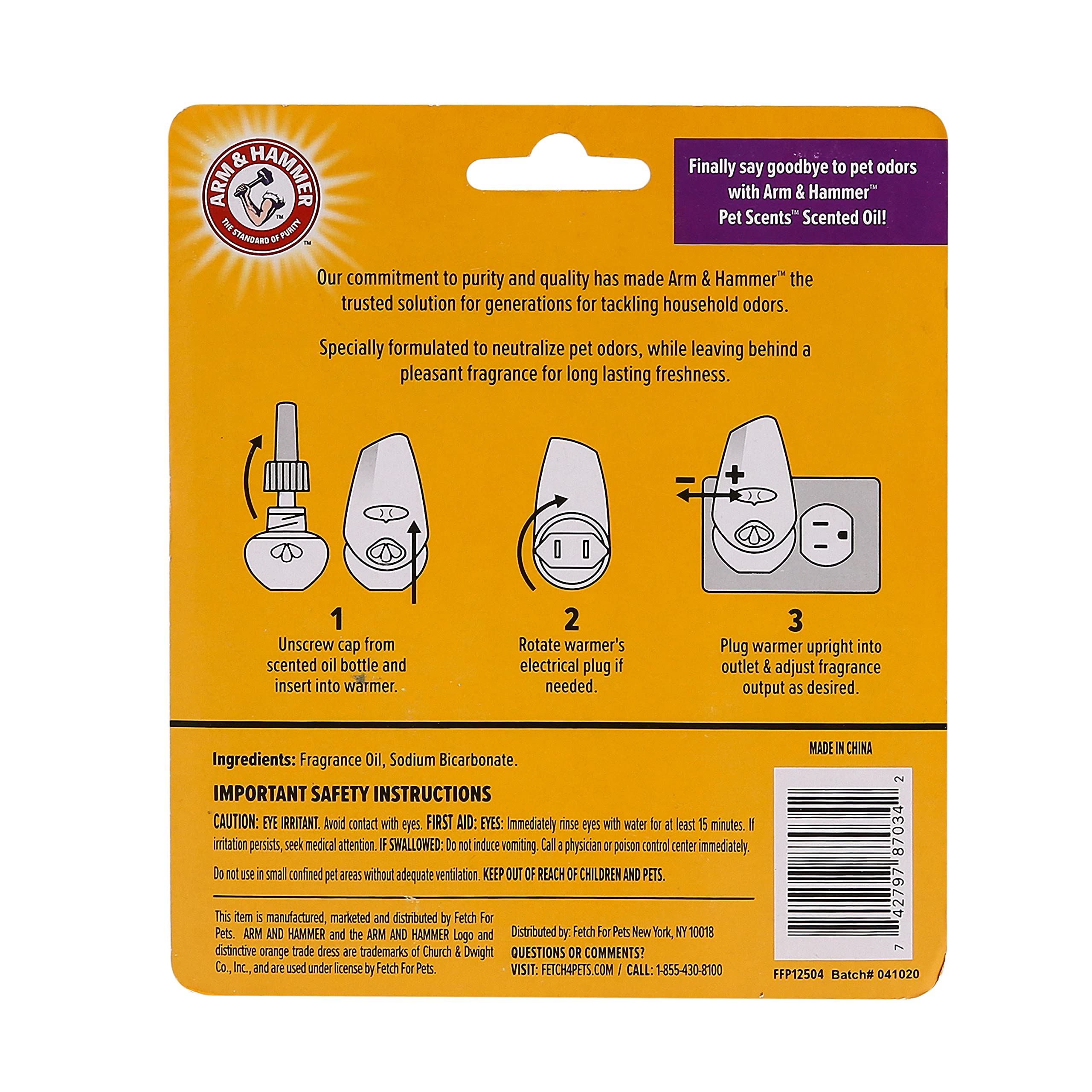 Arm & Hammer For Pets Scents Plug-In Scented Oil Refills In Lavender Fields, Arm And Hammer Room Deodorizer For Homes With Pets,