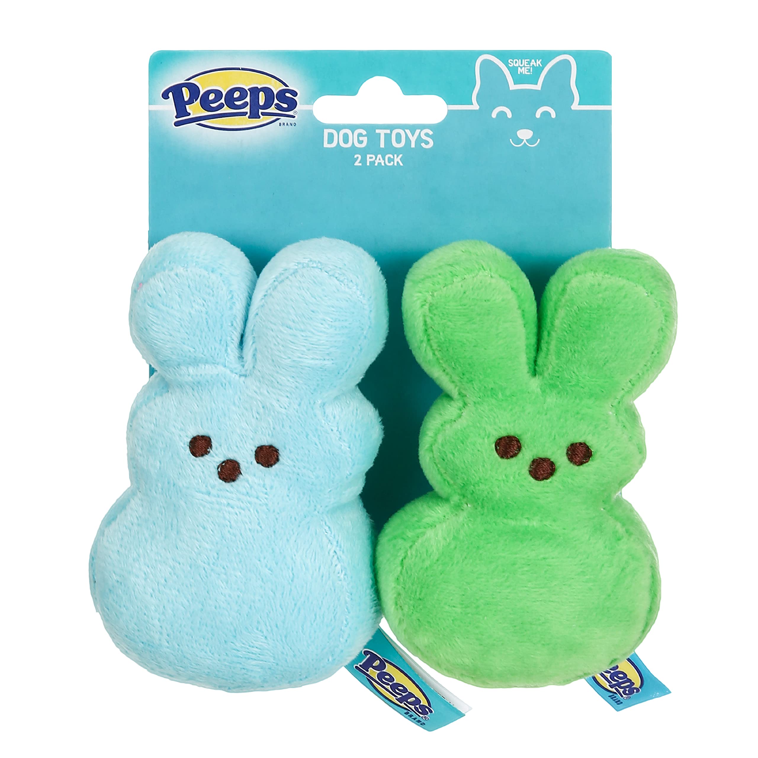 Peeps for Pets Green & Blue Peeps Plush Dress-Up Bunny Squeaky Dog Toys, Small Dog Toy Set