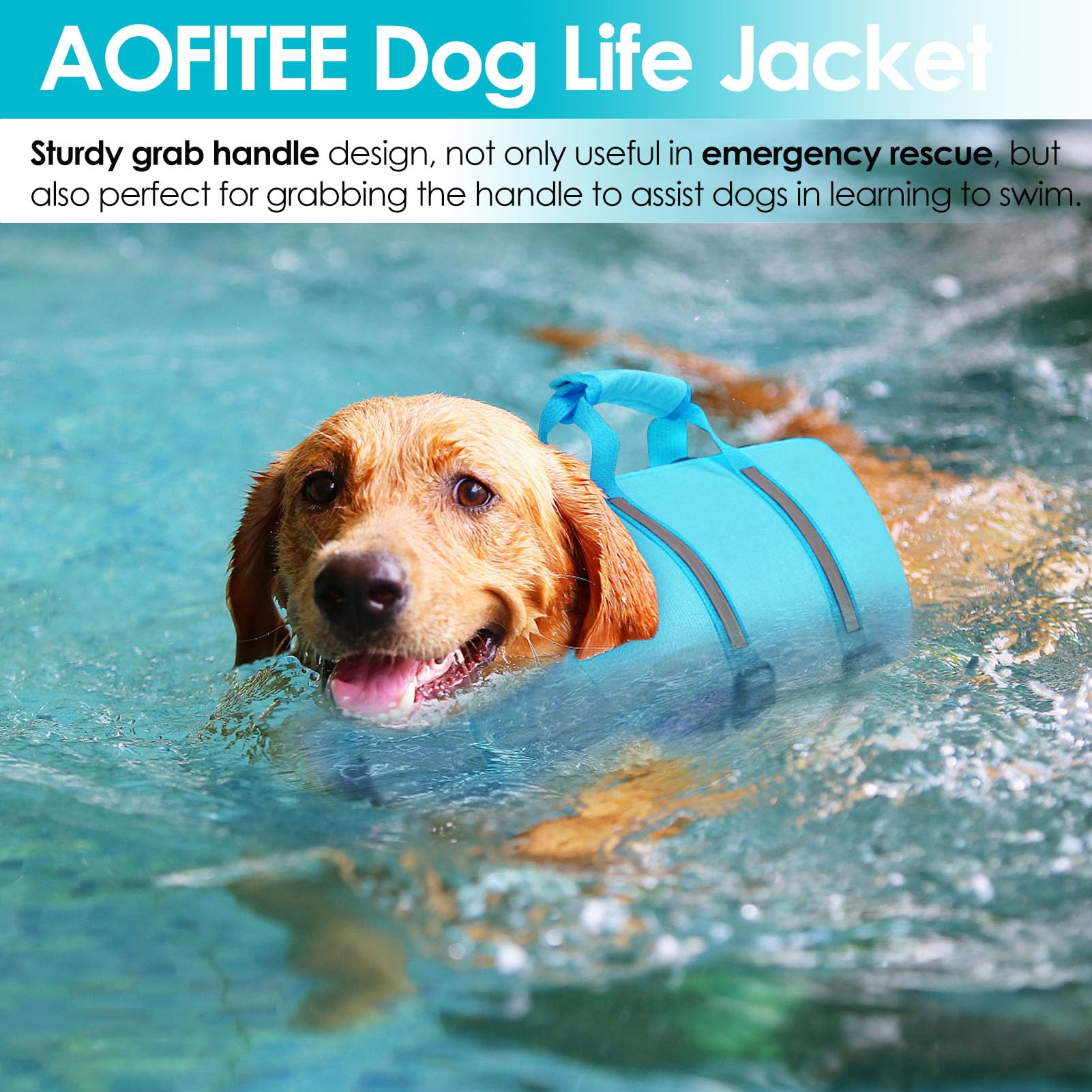 Aofitee Dog Life Jacket, Dog Life Vest With Zipper And High Flotation, Reflective Dogs Swimming Vest, Adjustable High Buoyancy P