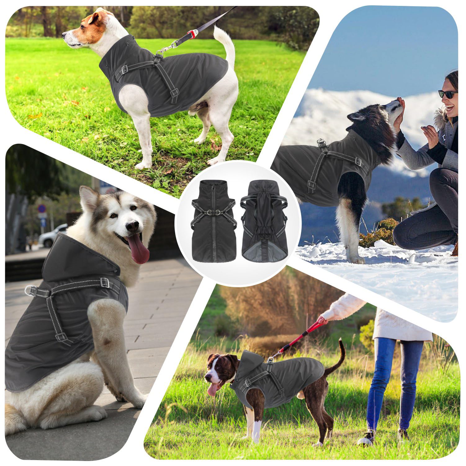 Mosucoirl Dog Raincoat Waterproof Dog Hoodie Reflective Dog Raincoat Hooded Adjustable Rain Jacket For Small Medium Large Dogs P
