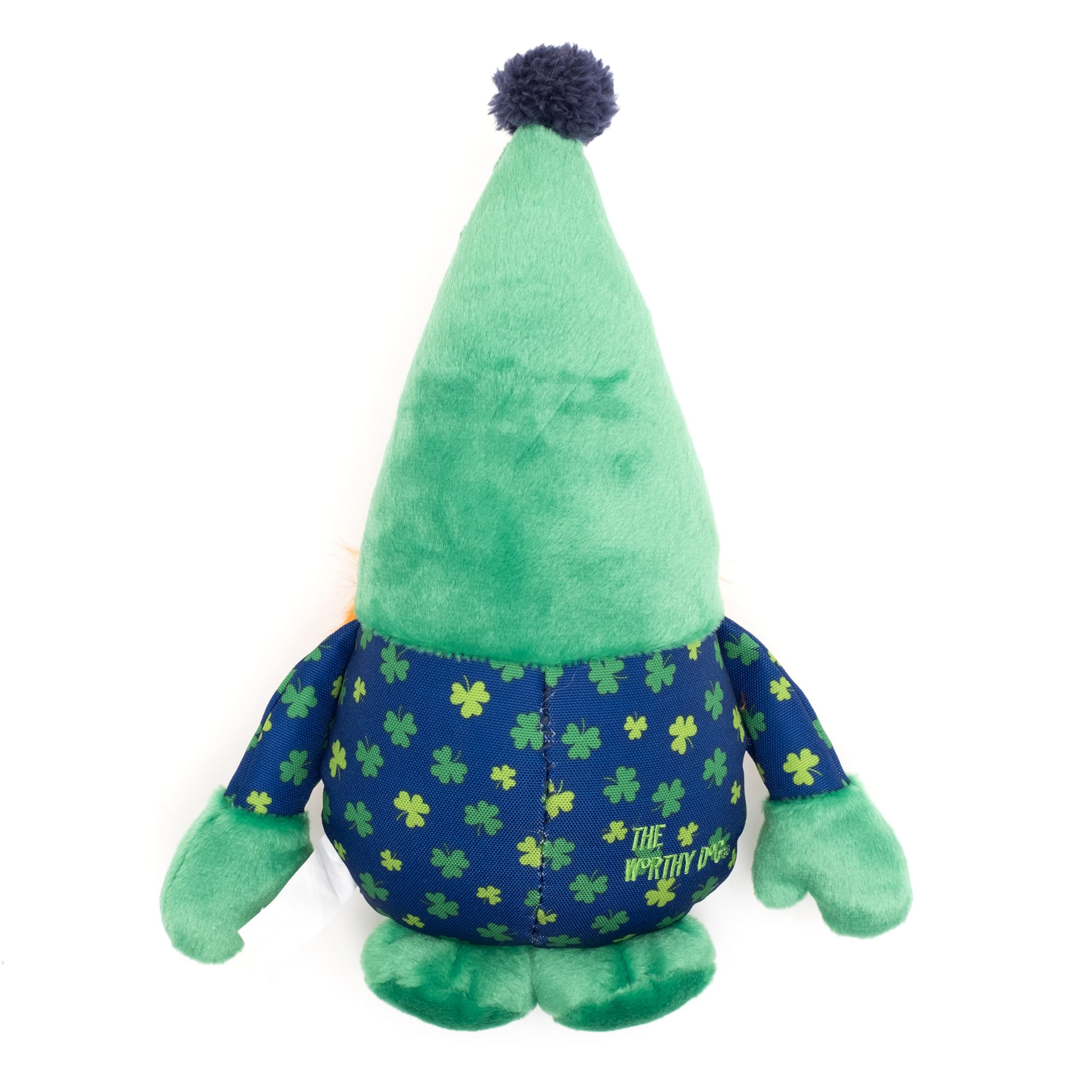 The Worthy Dog Luck O' The Irish Gnome Toy - Durable & Chomp-Resistant With Engaging Squeakers For Fun Playtime Indoors & Out