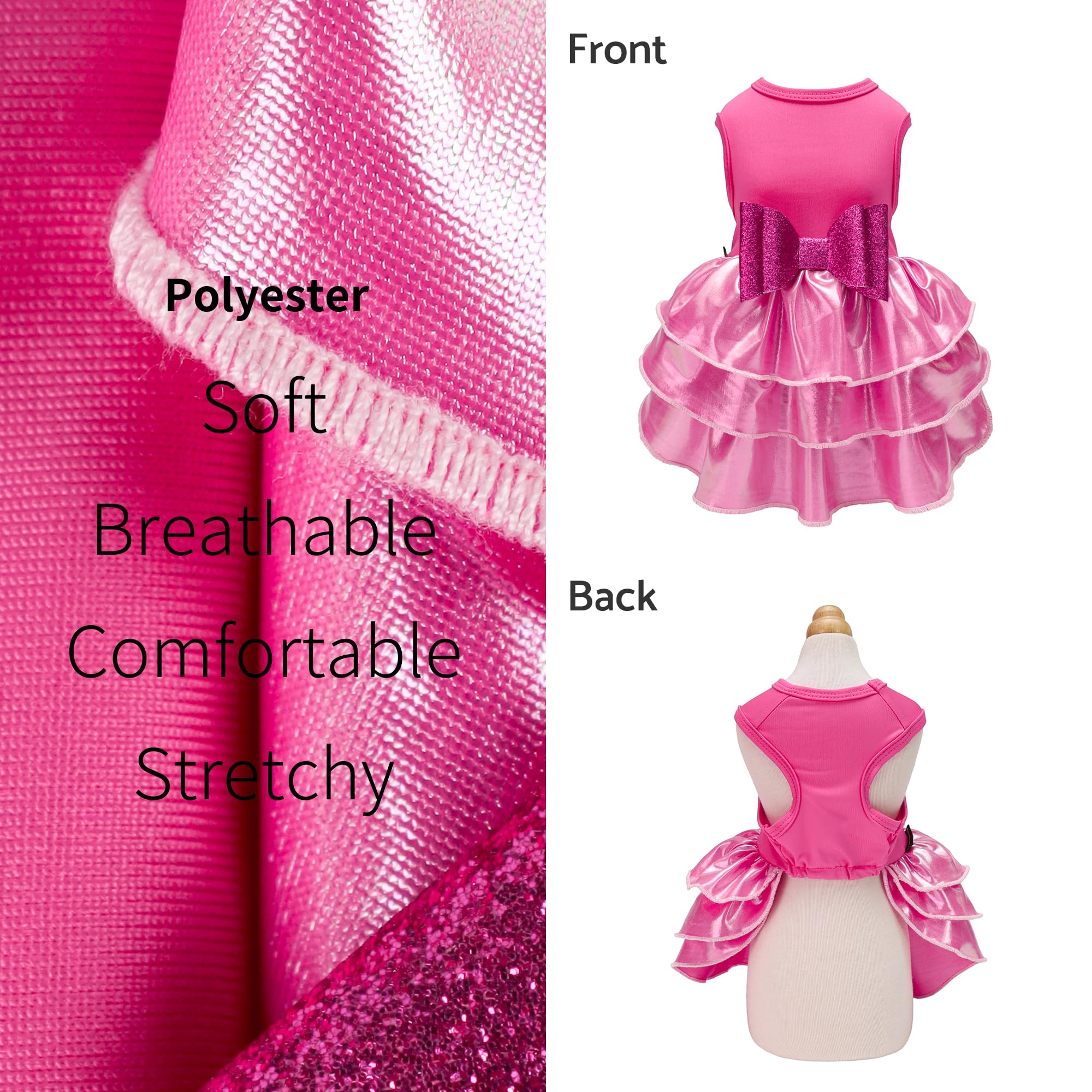 Fitwarm Glossy Dog Tiered Dress, Fancy Dog Clothes For Small Dogs Girl, Doggie Birthday Outfit, Female Pet Puppy Apparel, Hot Pi