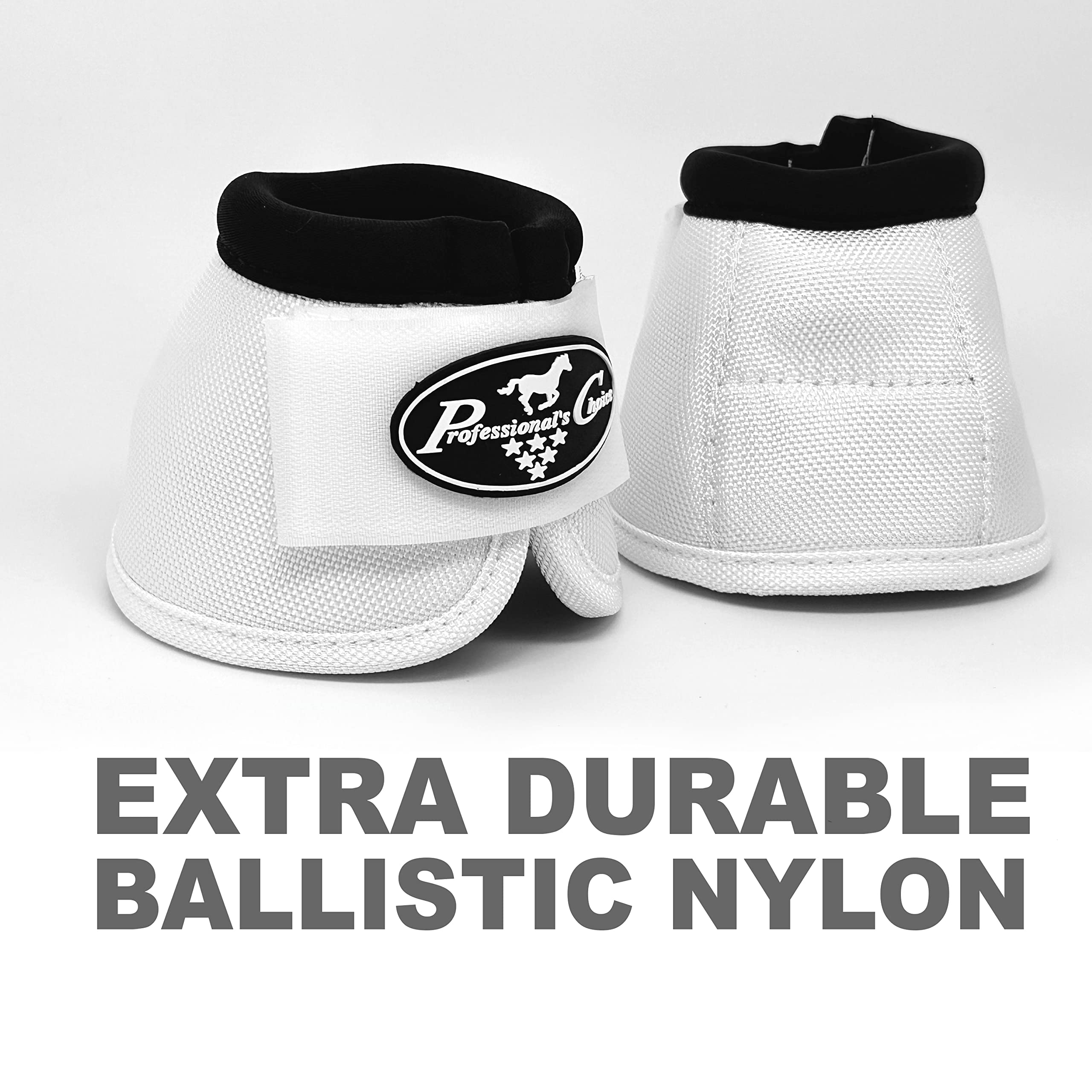Professional'S Choice Ballistic Overreach Bell Boots For Horses | Superb Protection, Durability & Comfort | Quick Wrap Hook & Loop | Sold In Pairs | Medium White