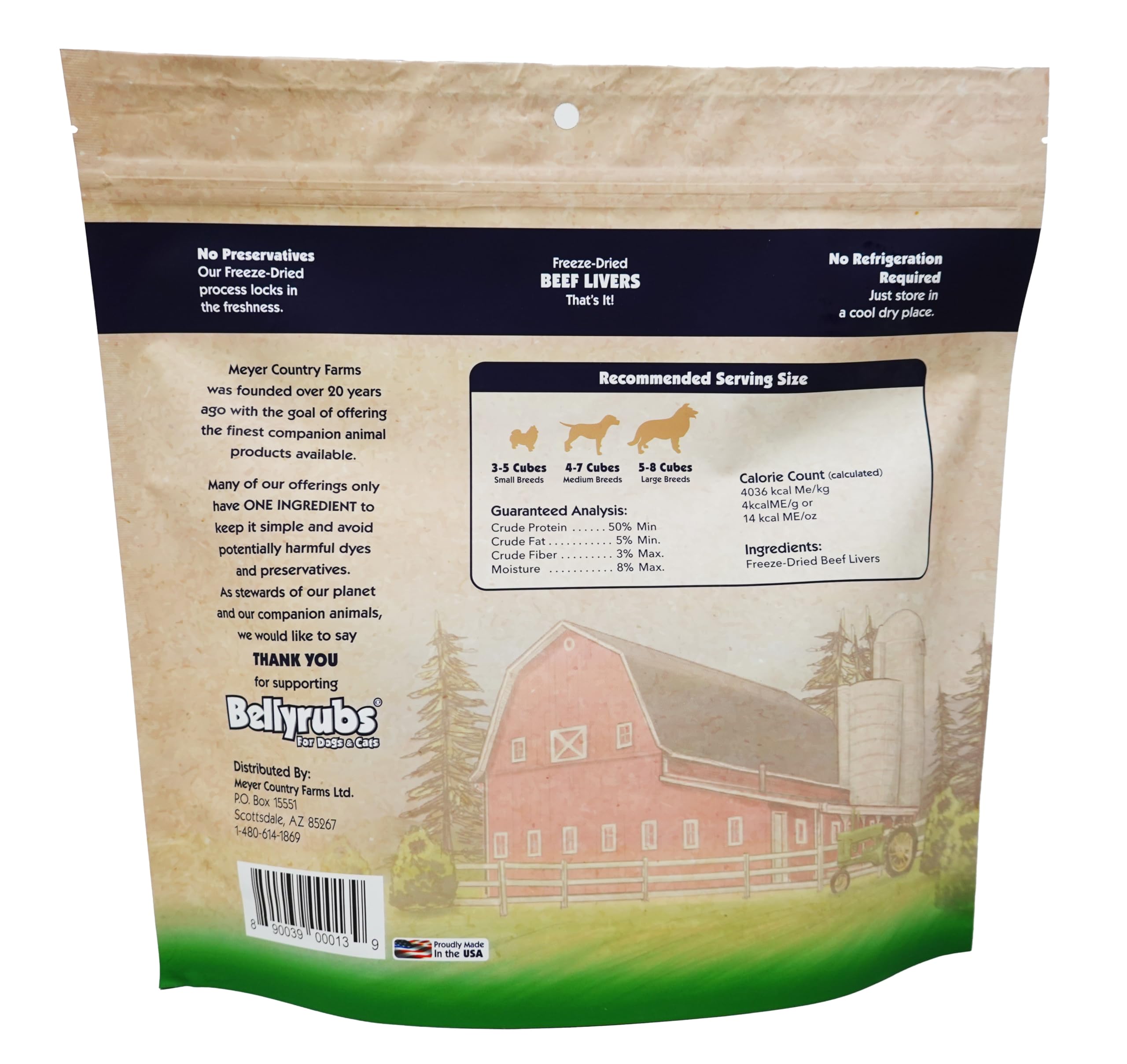 Bellyrubs Freeze-Dried Beef Liver Treats for Dogs, All-Natural, High Protein, 14oz, Gluten & Grain Free, Made in USA