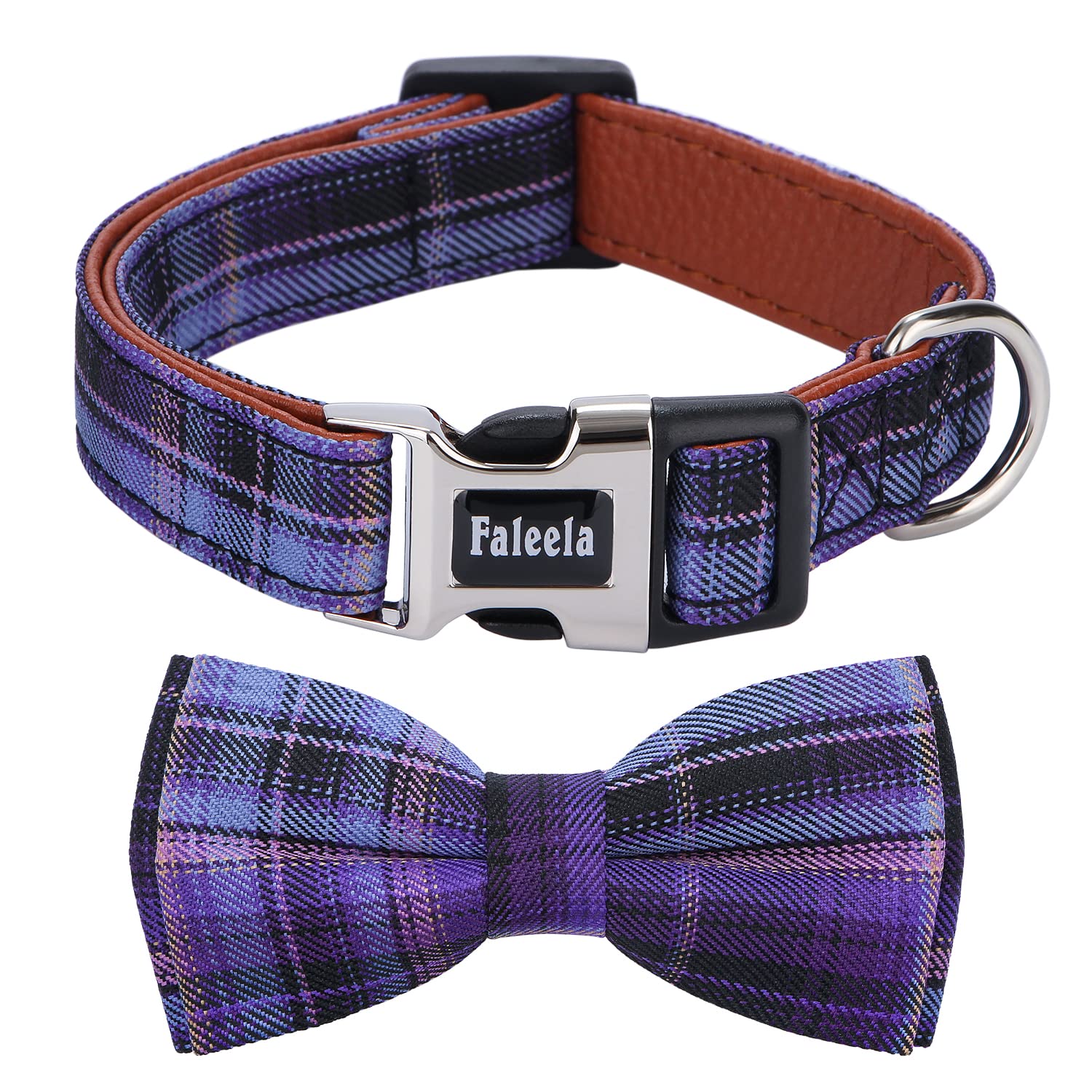 Faleela Soft &Comfy Bowtie Dog Collar,Detachable And Adjustable Bow Tie Collar,For Small Medium Large Pet (Purple, Medium (Pack 